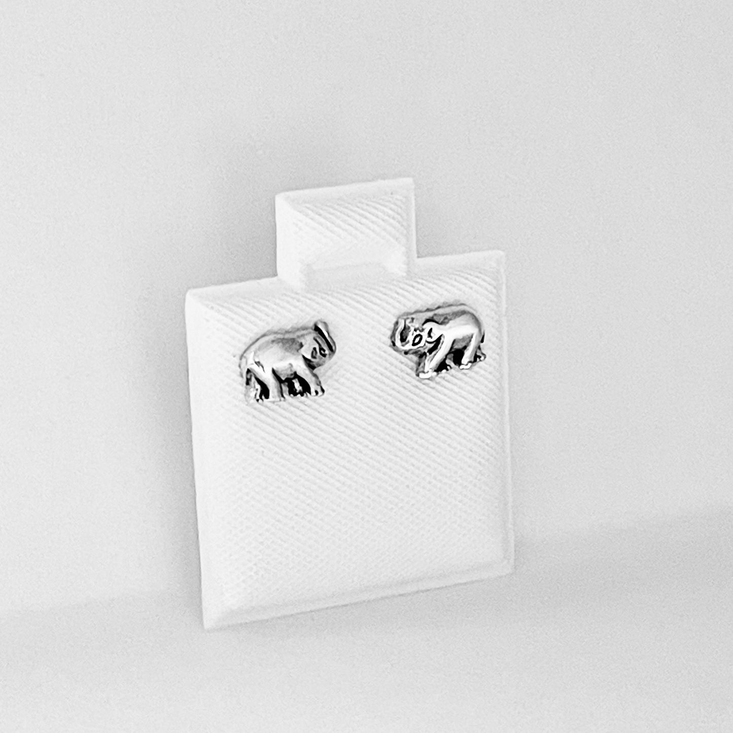 925 Sterling Silver Small Elephant Stud Earrings | Unisex Good Luck Animal Silver Earring