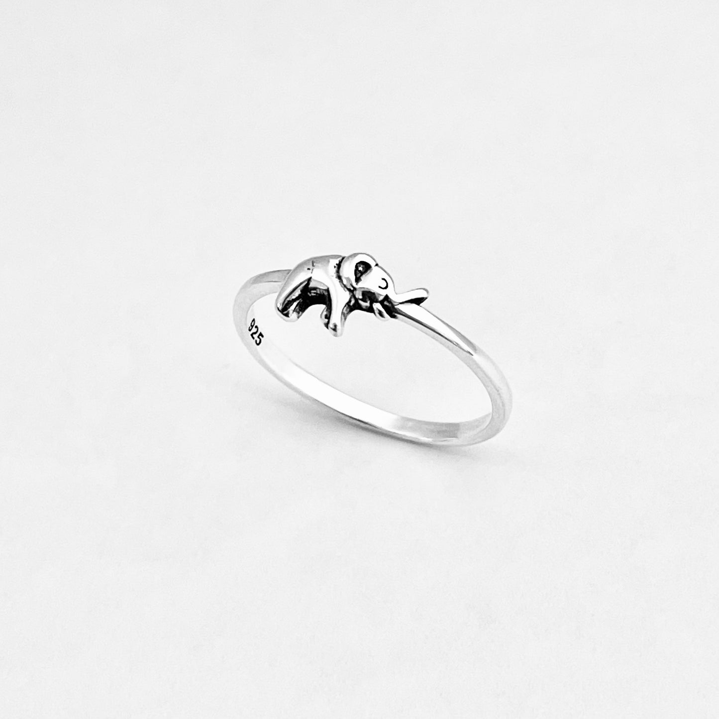 925 Sterling Silver Mini Elephant Ring | Dainty Good Luck Spirit Animal Silver Rings