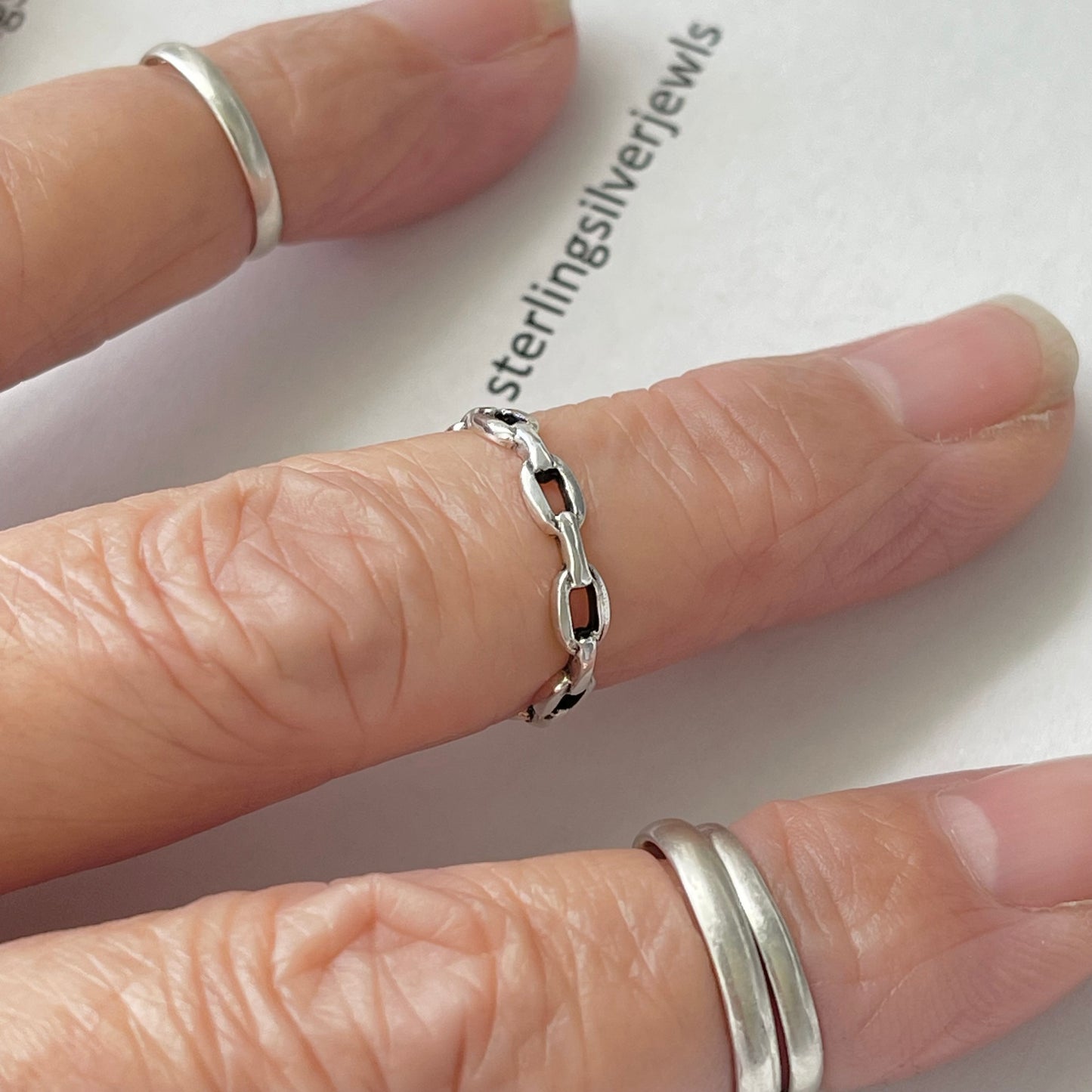 Sterling Silver Round Chain Link Toe Ring, Adjustable Silver Ring