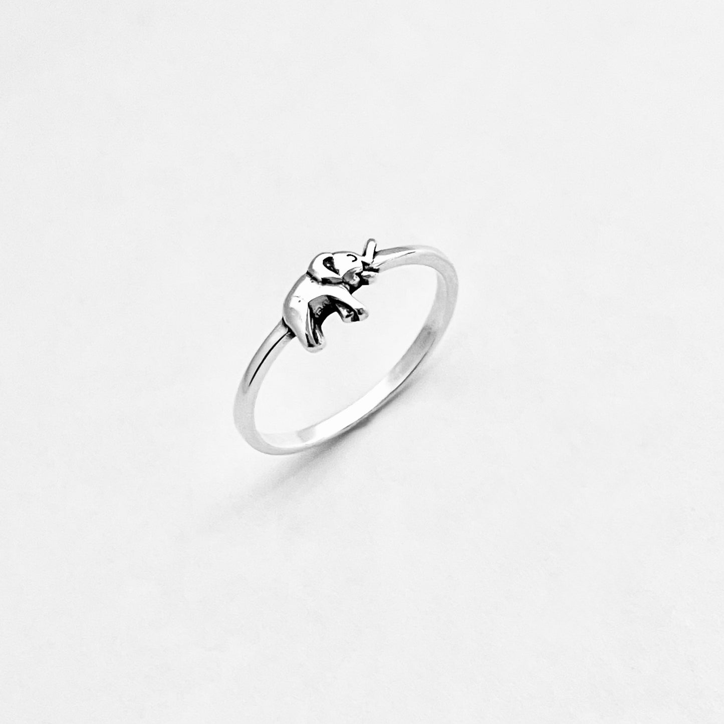 925 Sterling Silver Mini Elephant Ring | Dainty Good Luck Spirit Animal Silver Rings