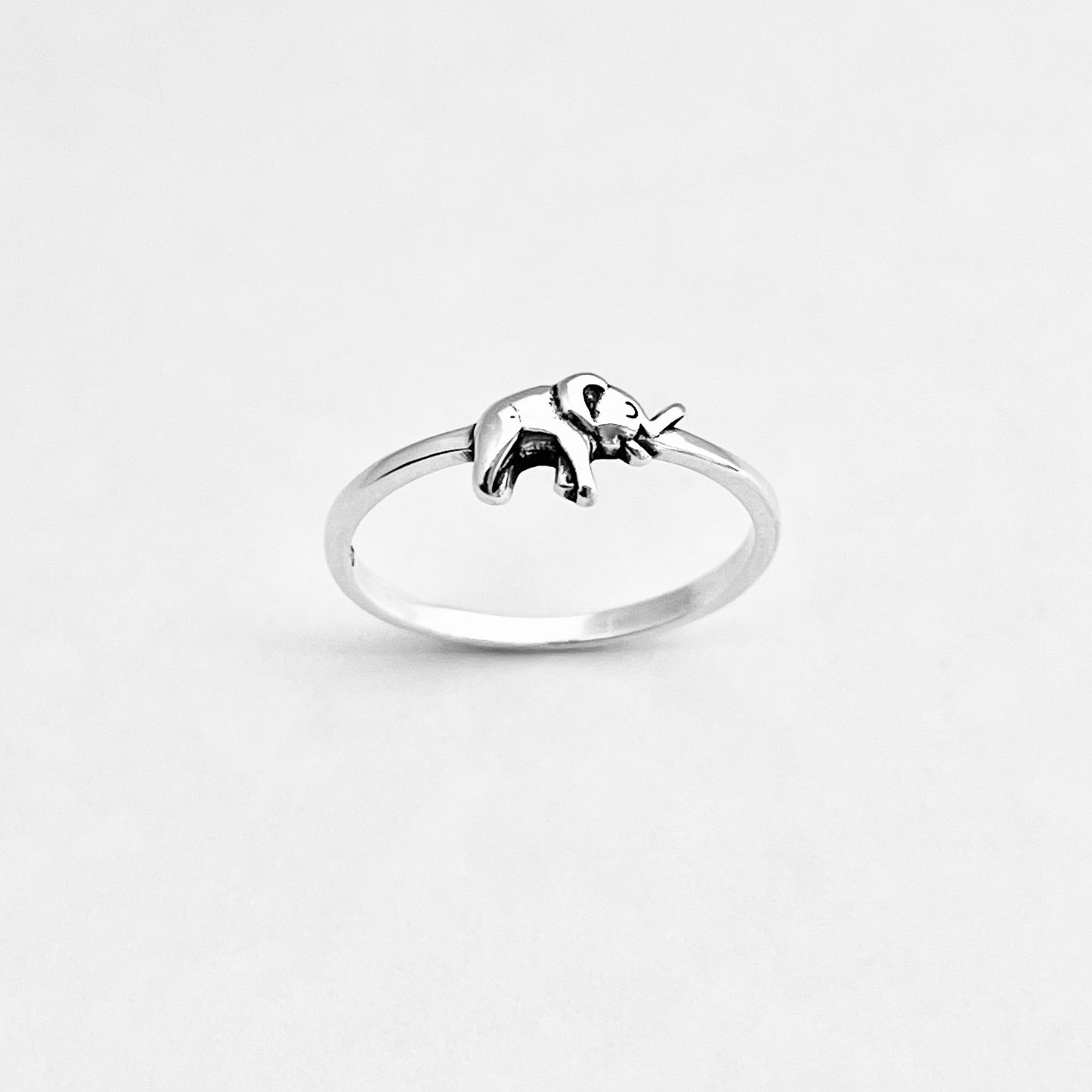 925 Sterling Silver Mini Elephant Ring | Dainty Good Luck Spirit Animal Silver Rings