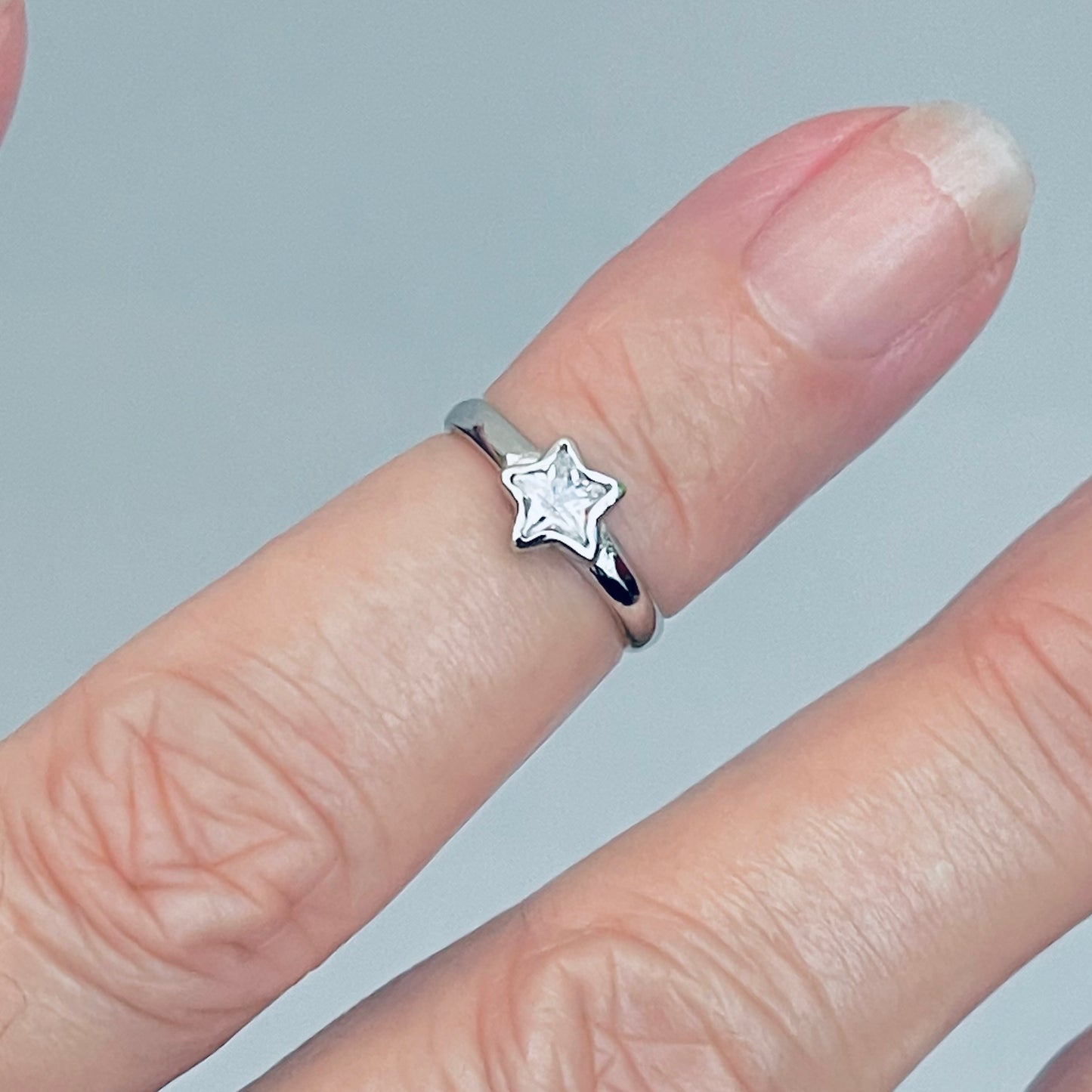 Sterling Silver Dainty CZ Star Toe Ring, Celestial Jewelry, Midi Rings