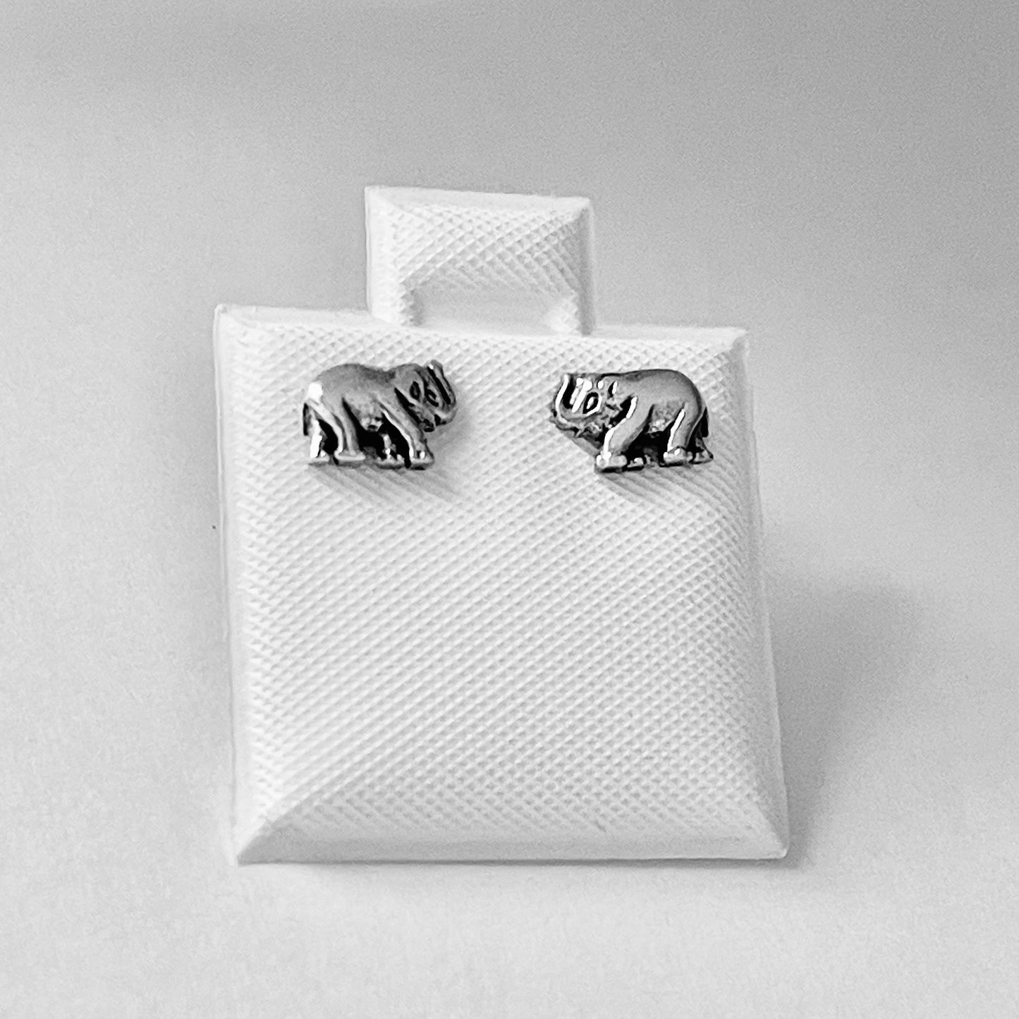 Sterling Silver Small Elephant Earring, Silver Stud Earrings, Good Luck Earring