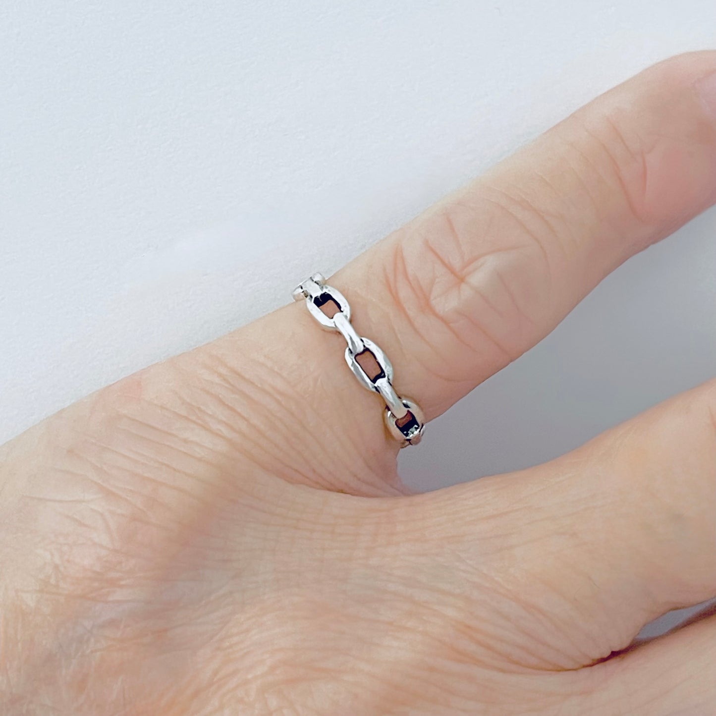 Sterling Silver Round Chain Link Toe Ring | Dainty Midi Pinky Silver Rings