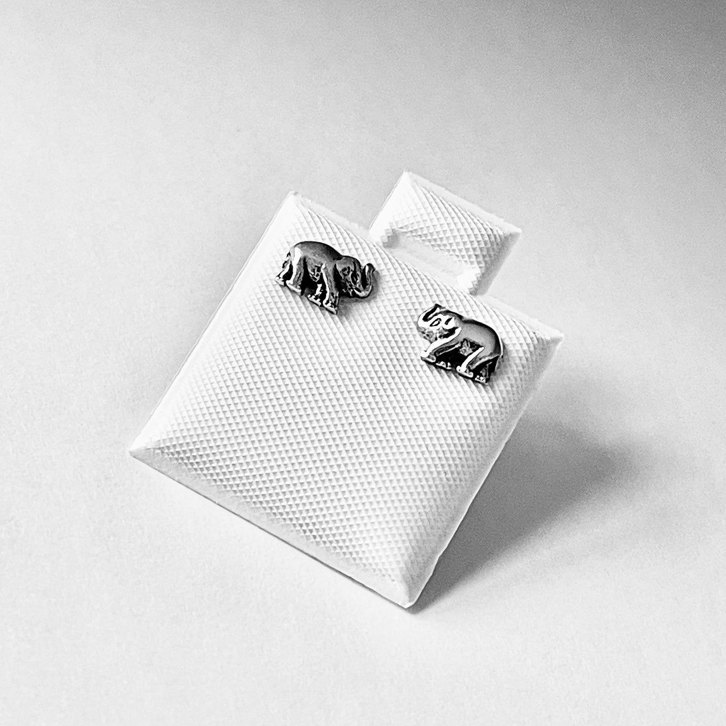 925 Sterling Silver Small Elephant Stud Earrings | Unisex Good Luck Animal Silver Earring