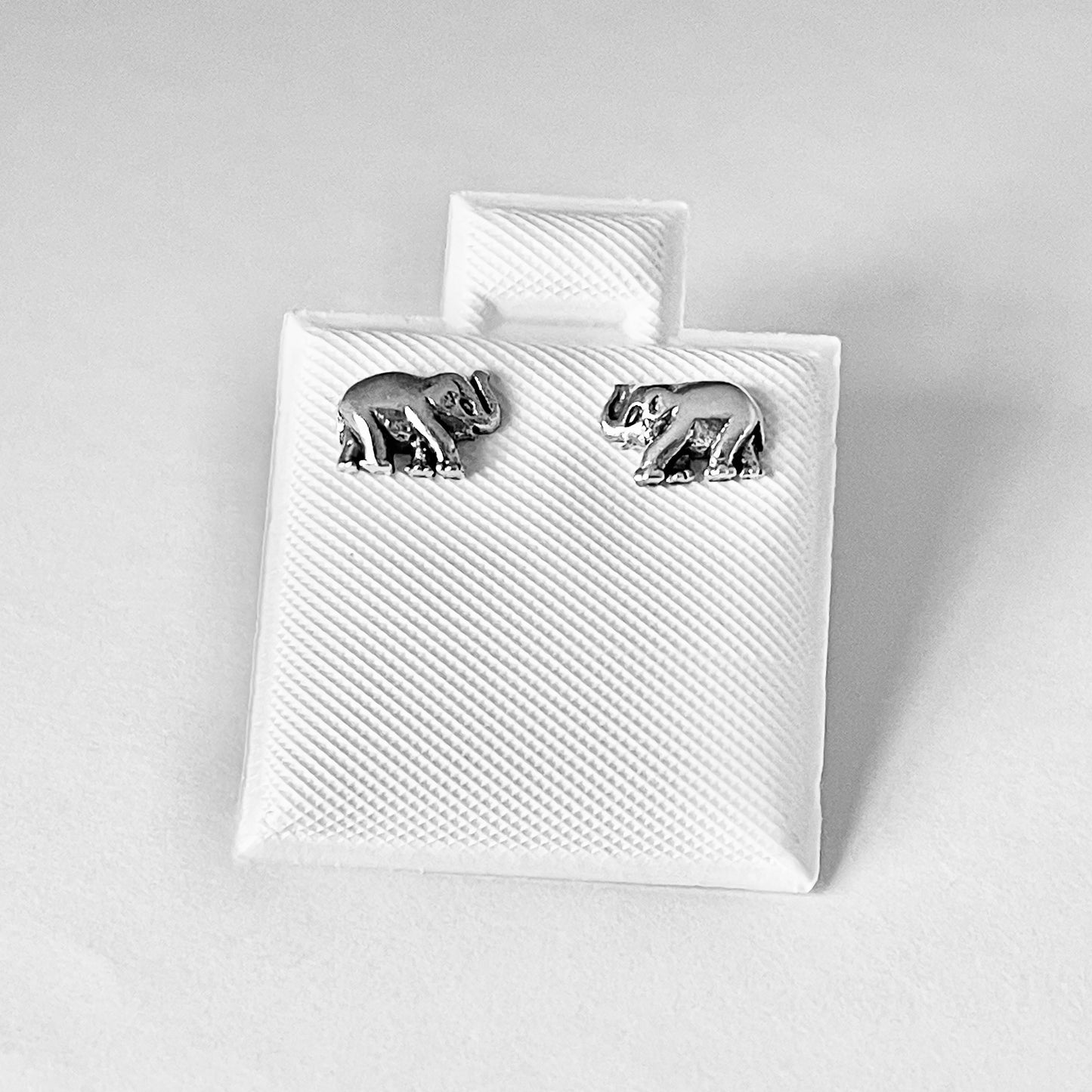 925 Sterling Silver Small Elephant Stud Earrings | Unisex Good Luck Animal Silver Earring
