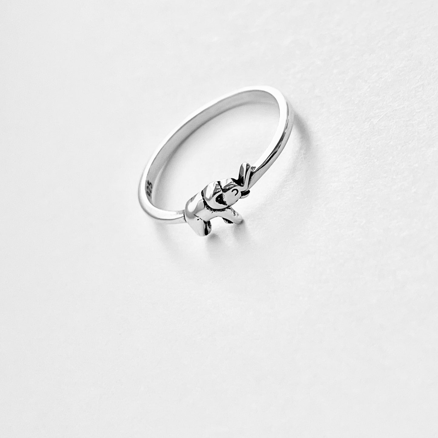 925 Sterling Silver Mini Elephant Ring | Dainty Good Luck Spirit Animal Silver Rings
