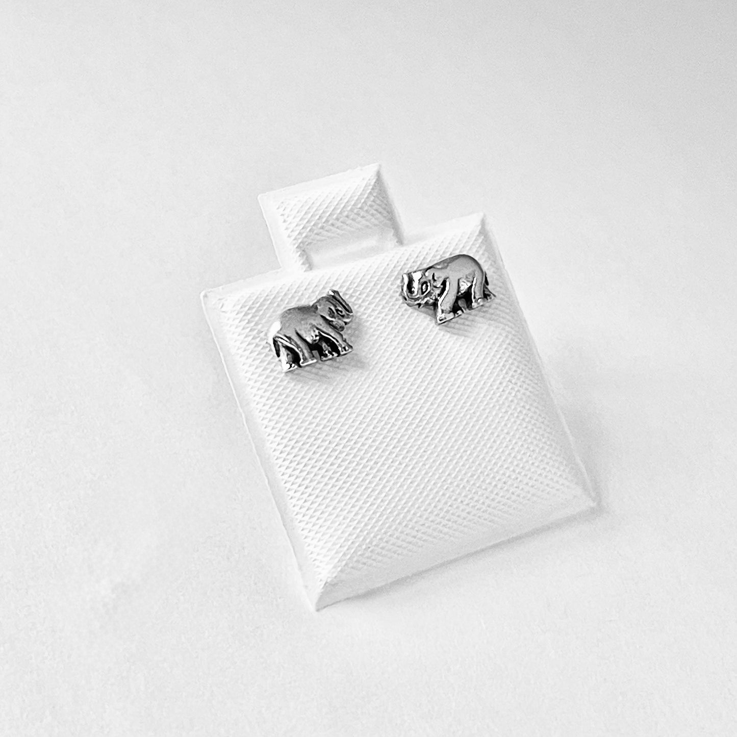 925 Sterling Silver Small Elephant Stud Earrings | Unisex Good Luck Animal Silver Earring