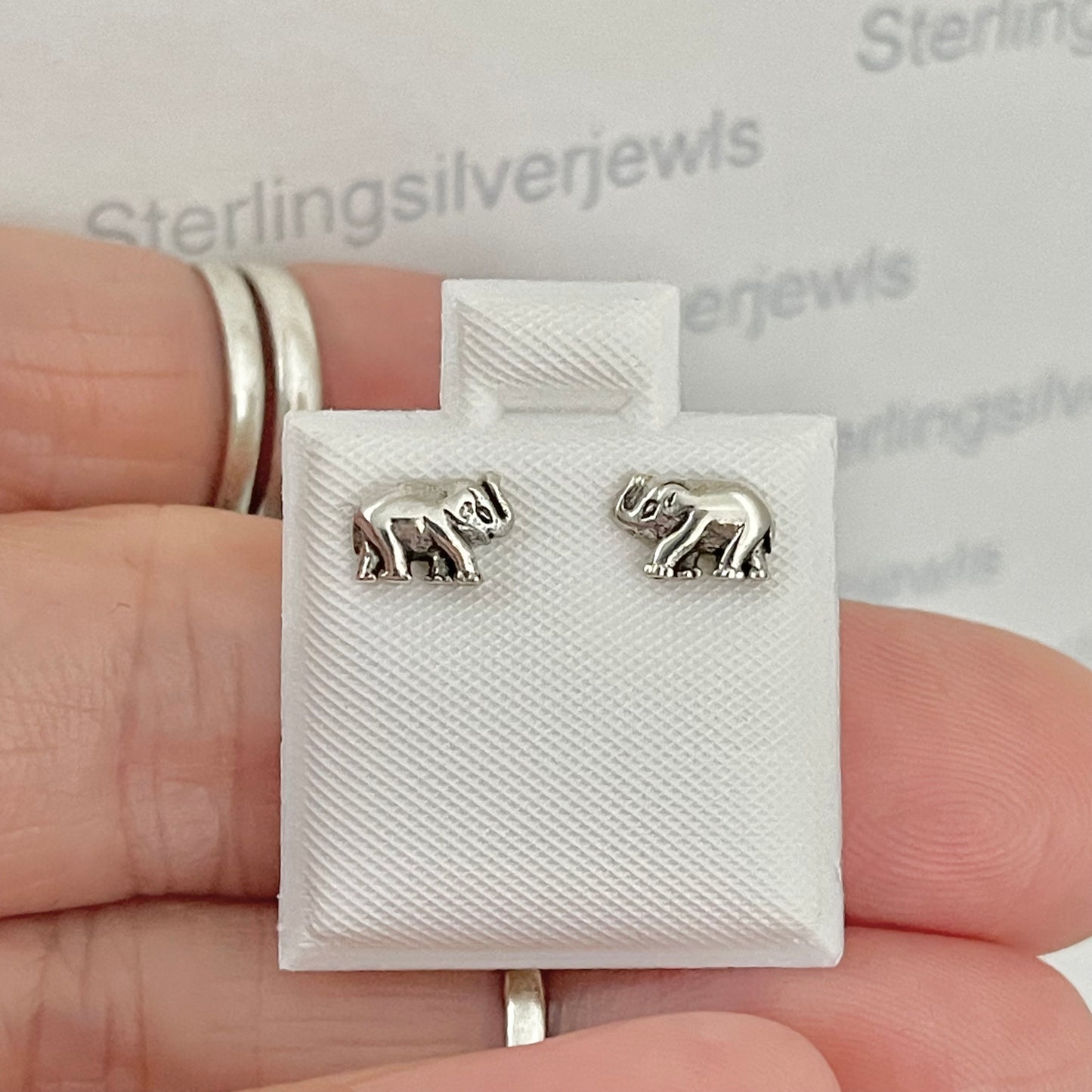 Sterling Silver Small Elephant Earring, Silver Stud Earrings, Good Luck Earring