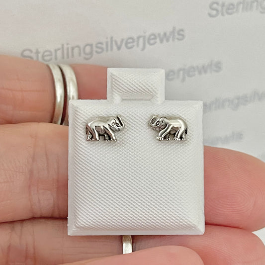 Sterling Silver Small Elephant Earring, Silver Stud Earrings, Good Luck Earring