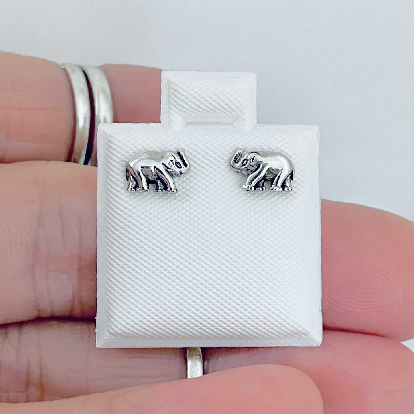 925 Sterling Silver Small Elephant Stud Earrings | Unisex Good Luck Animal Silver Earring
