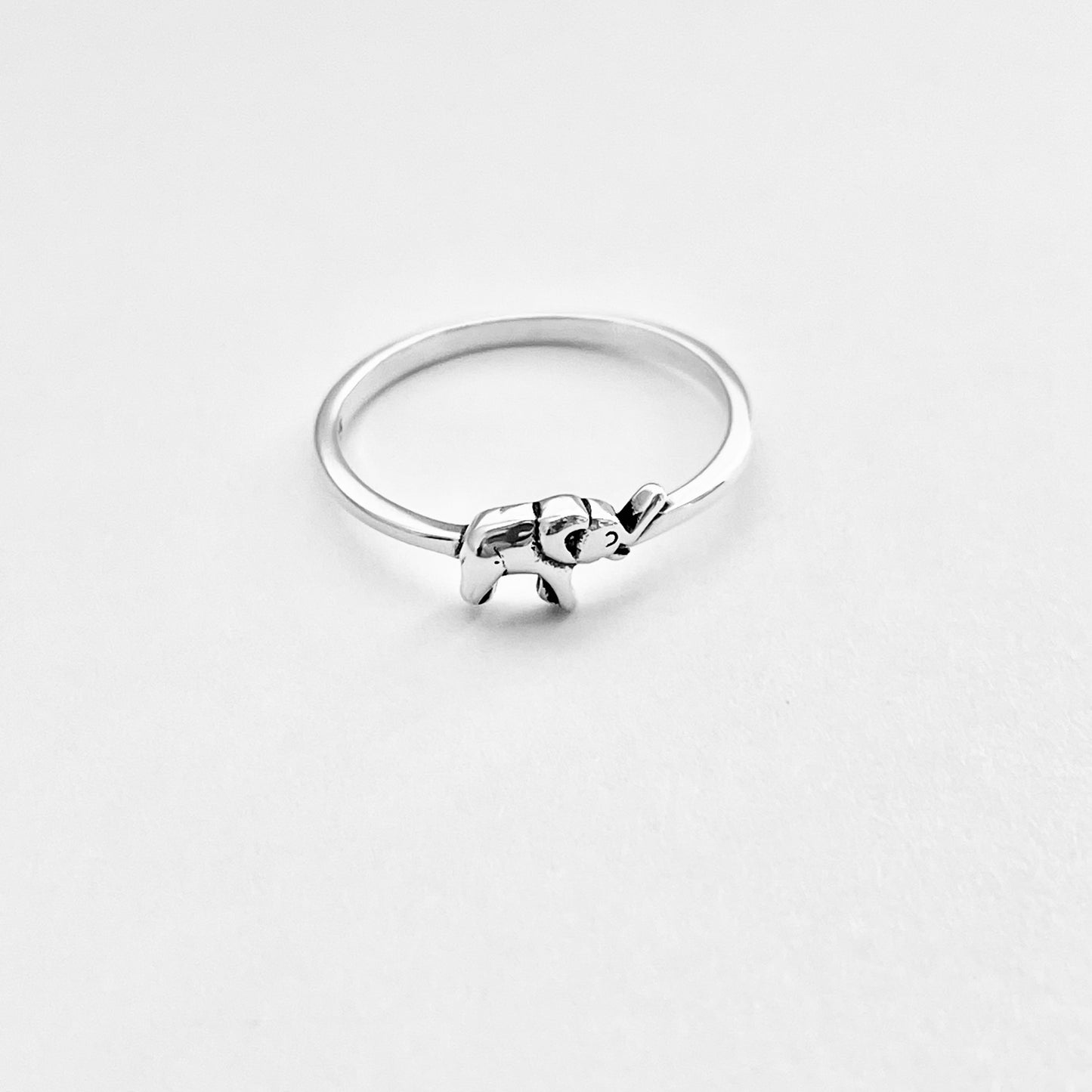 925 Sterling Silver Mini Elephant Ring | Dainty Good Luck Spirit Animal Silver Rings