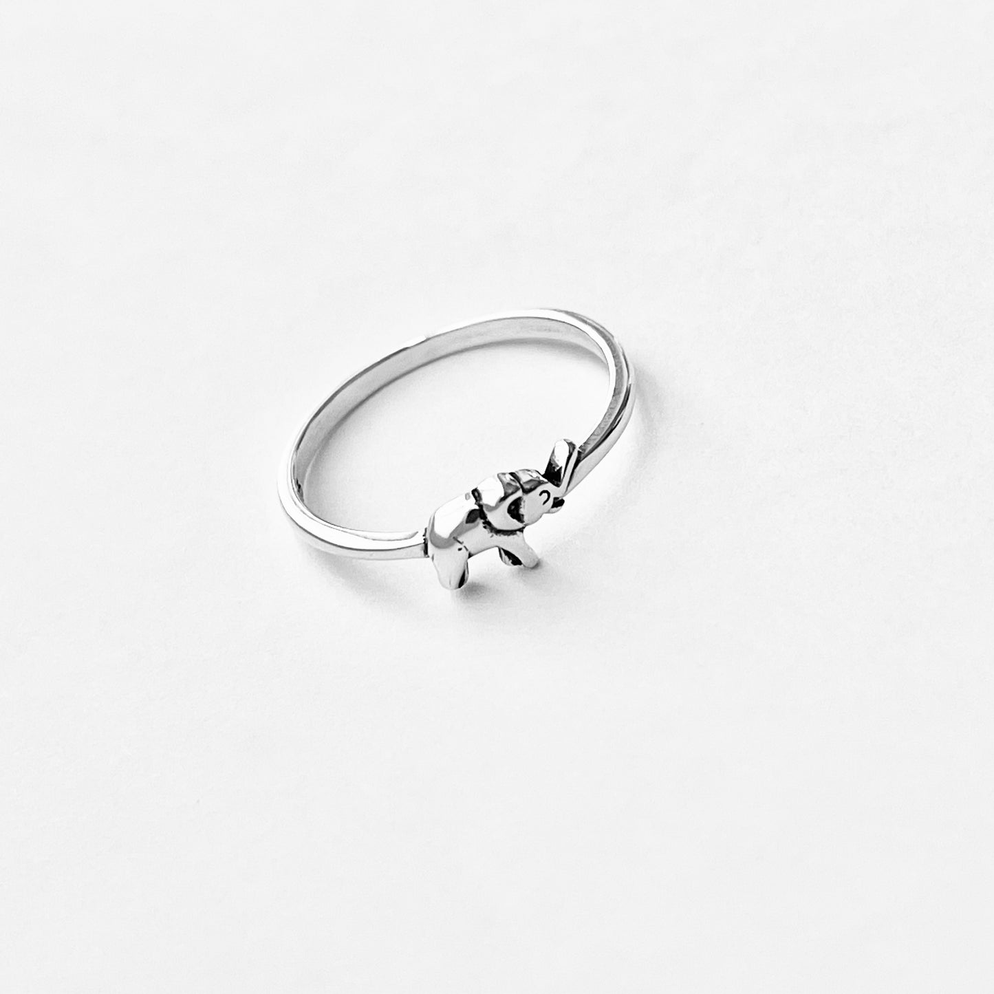 925 Sterling Silver Mini Elephant Ring | Dainty Good Luck Spirit Animal Silver Rings