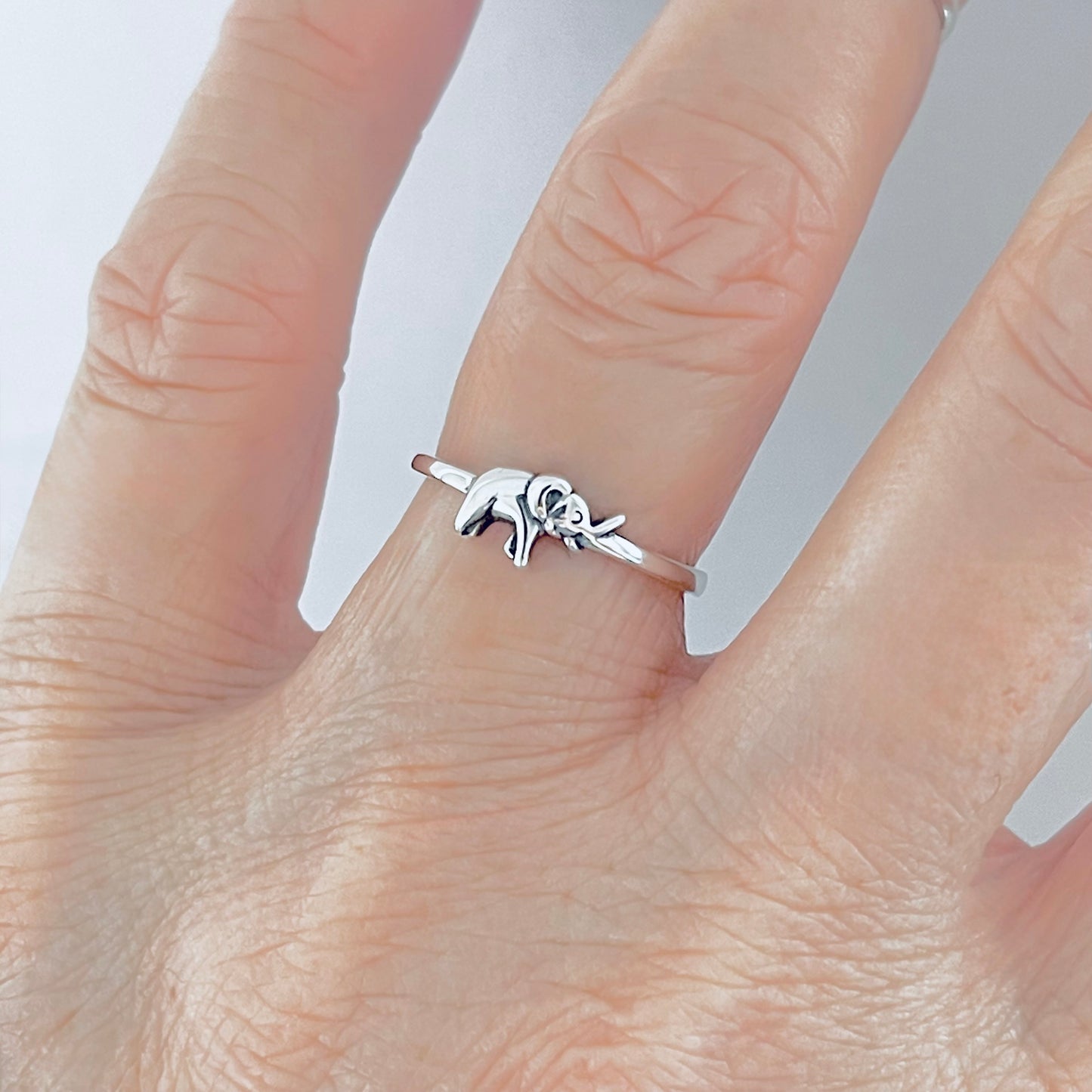 925 Sterling Silver Mini Elephant Ring | Dainty Good Luck Spirit Animal Silver Rings