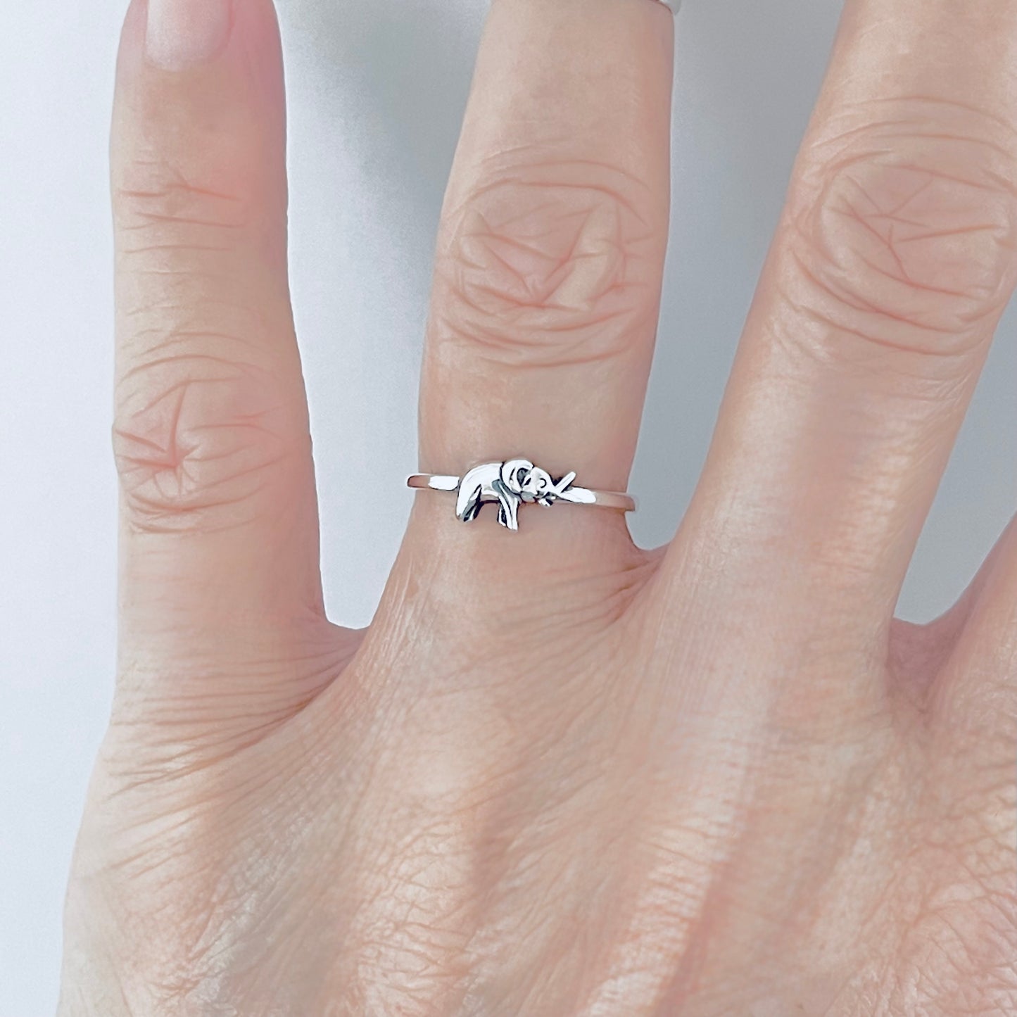 925 Sterling Silver Mini Elephant Ring | Dainty Good Luck Spirit Animal Silver Rings