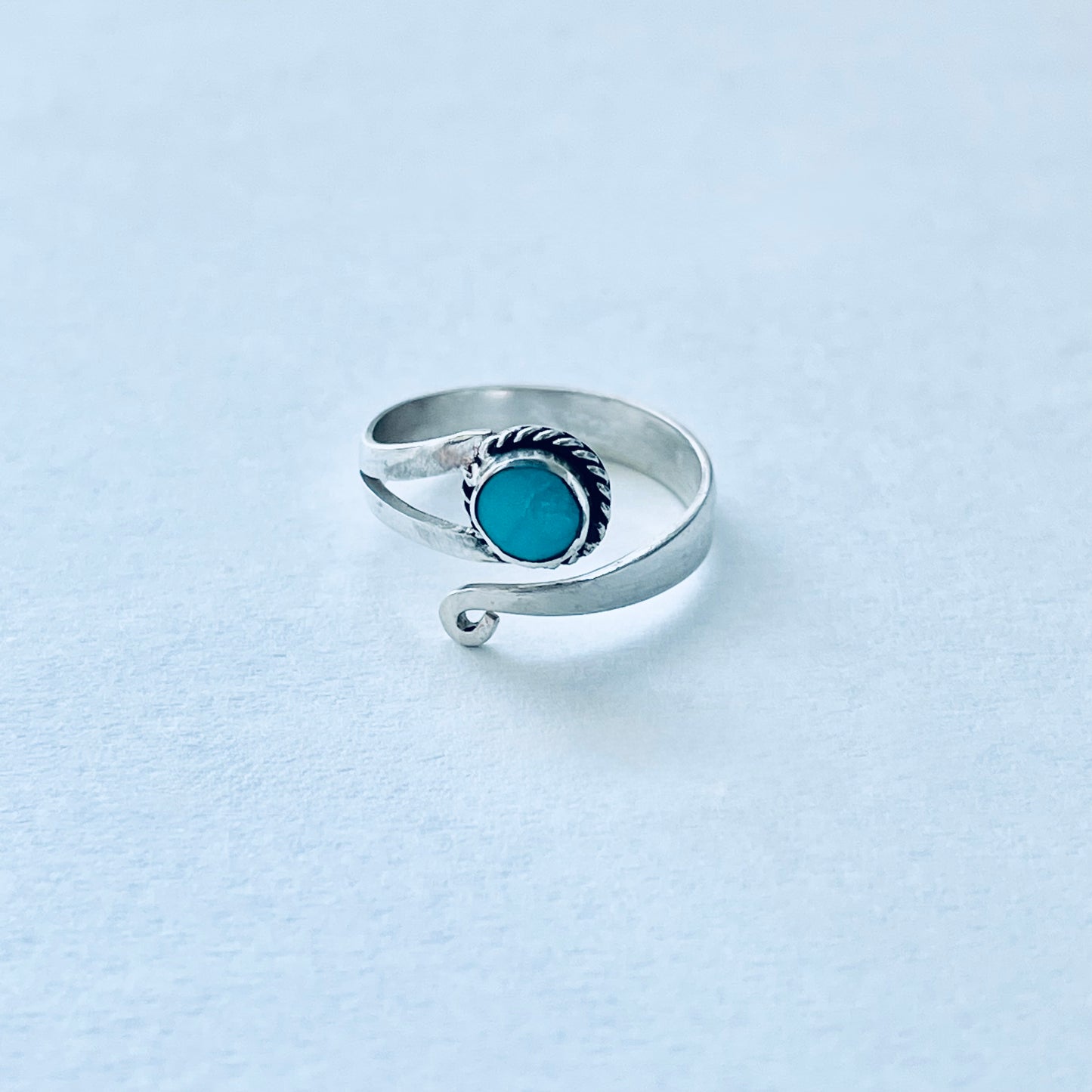 Sterling Silver Wraparound Genuine Turquoise Toe Ring – Boho Stone Silver Rings