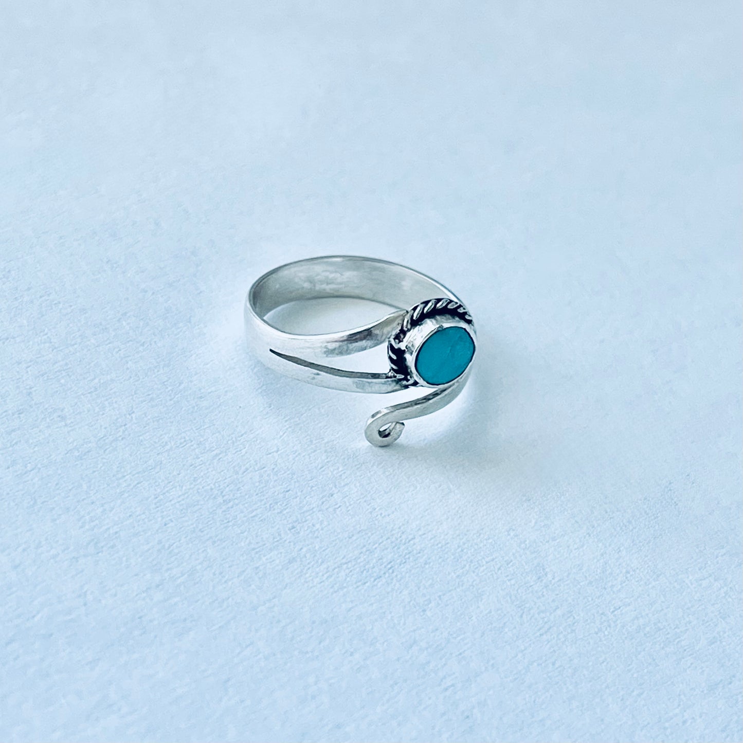 Sterling Silver Wraparound Genuine Turquoise Toe Ring – Boho Stone Silver Rings