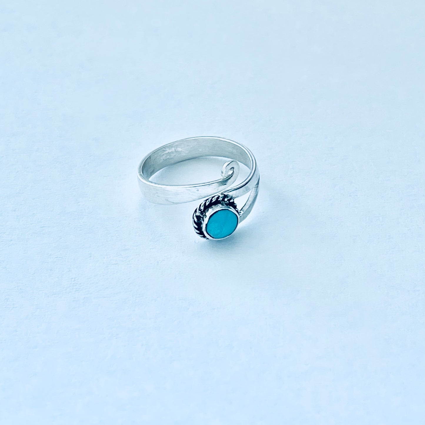 Sterling Silver Wraparound Genuine Turquoise Toe Ring – Boho Stone Silver Rings