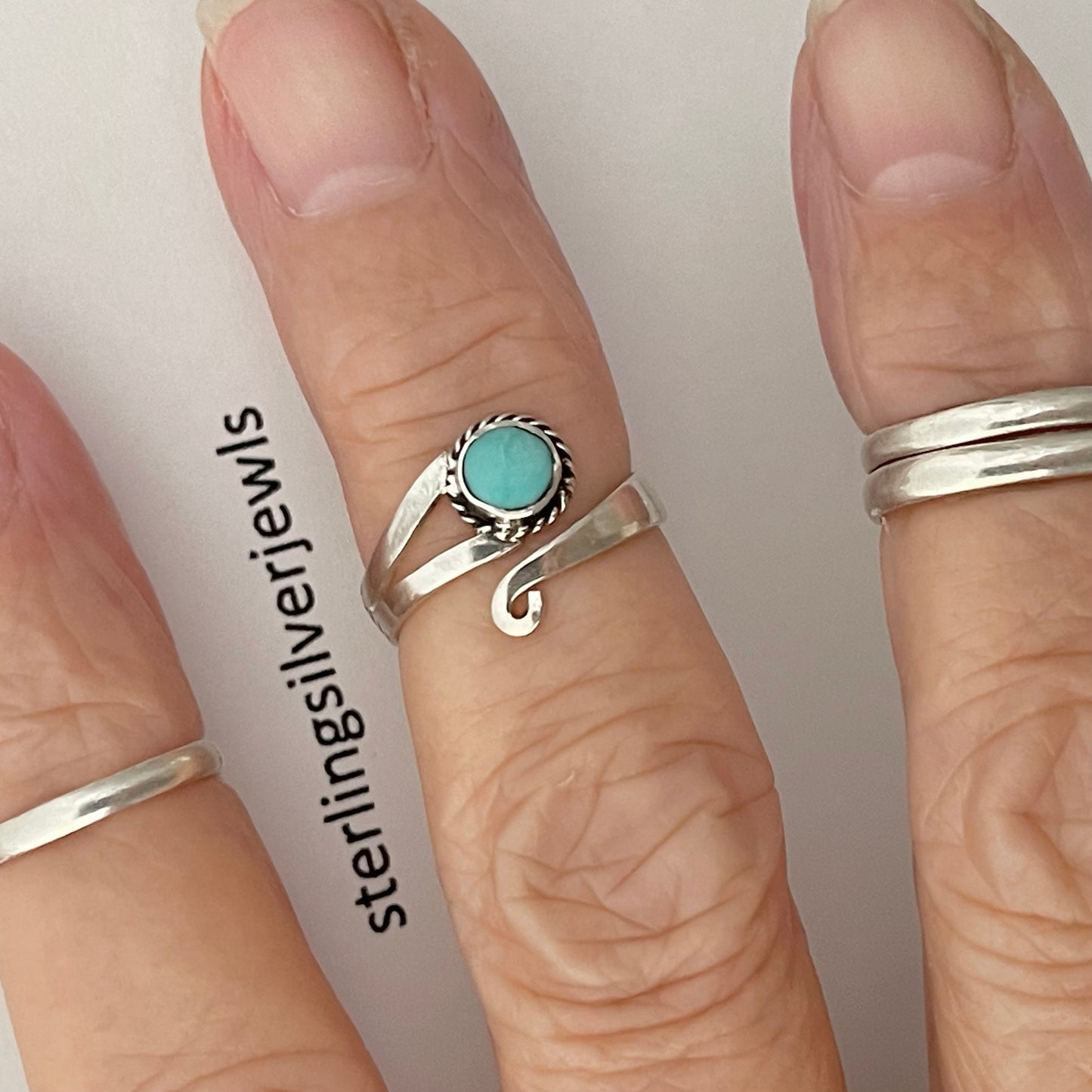 Genuine Turquoise Wraparound Toe Ring Sterling Silver, Boho Rings