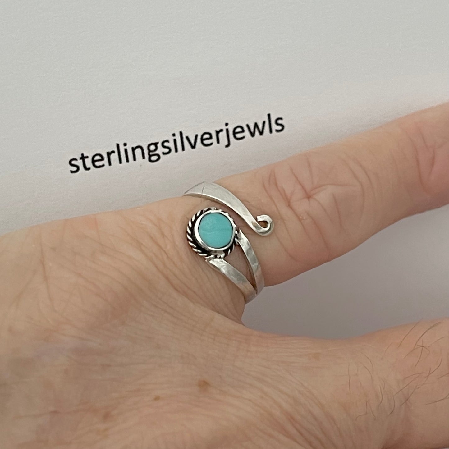 Genuine Turquoise Wraparound Toe Ring Sterling Silver, Boho Rings