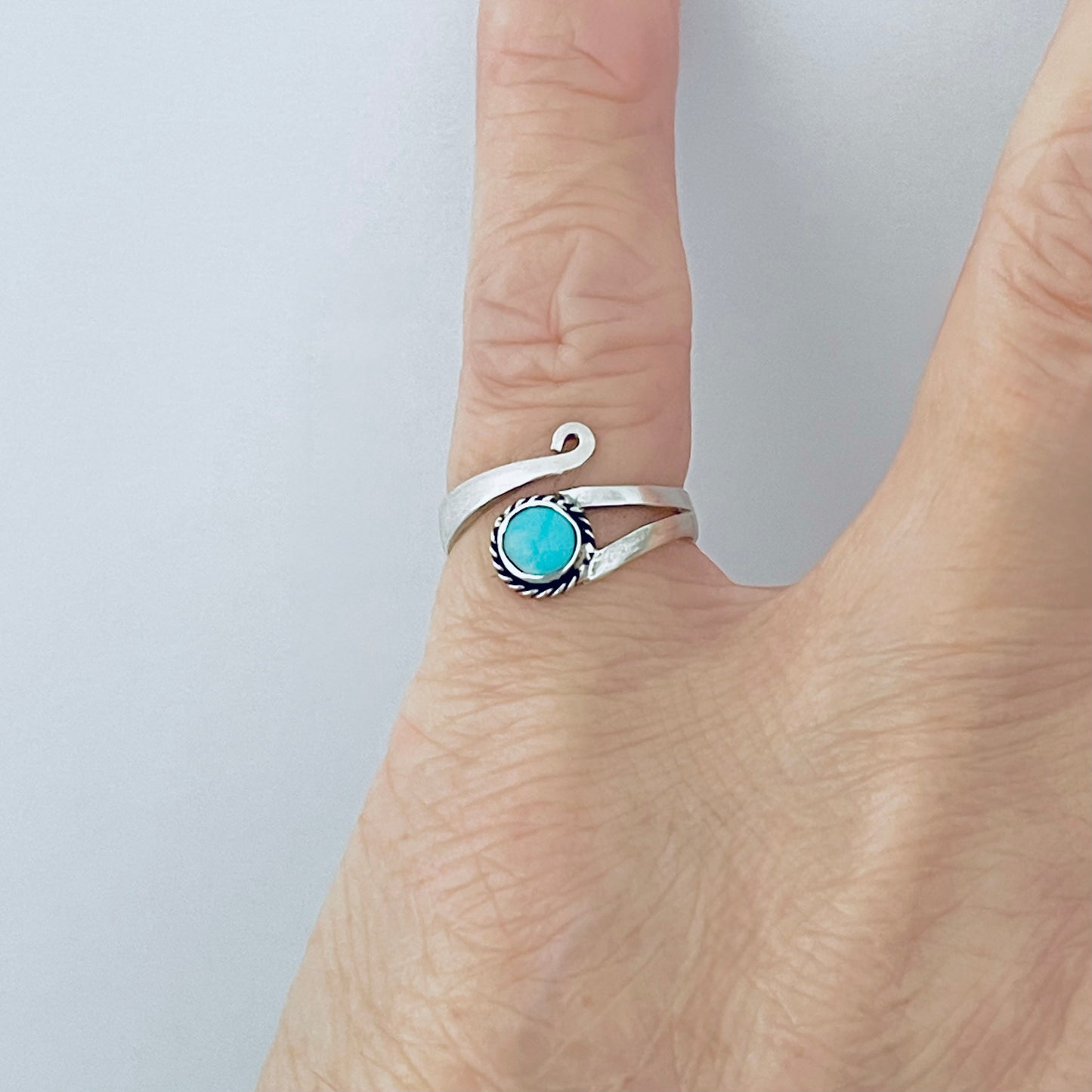 Sterling Silver Wraparound Genuine Turquoise Toe Ring – Boho Stone Silver Rings