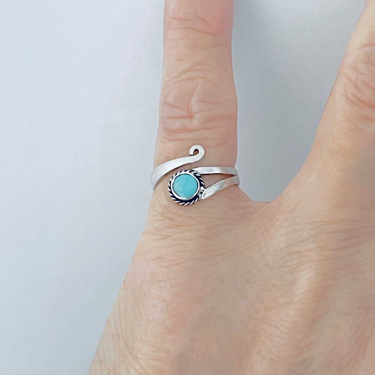 925 Sterling Silver Wraparound Genuine Turquoise Toe Ring – Boho Stone Silver Rings