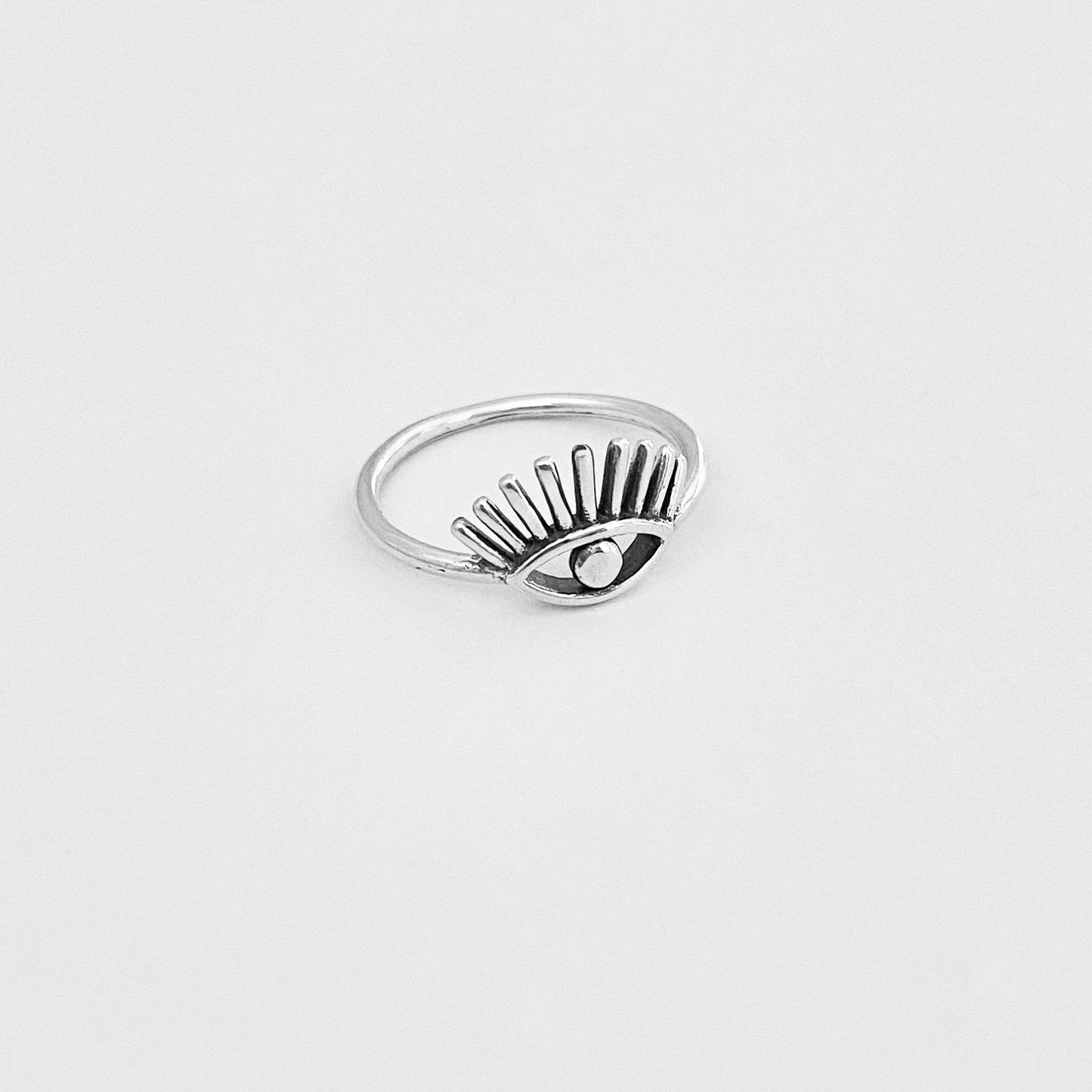 925 Sterling Silver Long Eyelashes Evil Eye Ring | Aestheticians Silver Rings