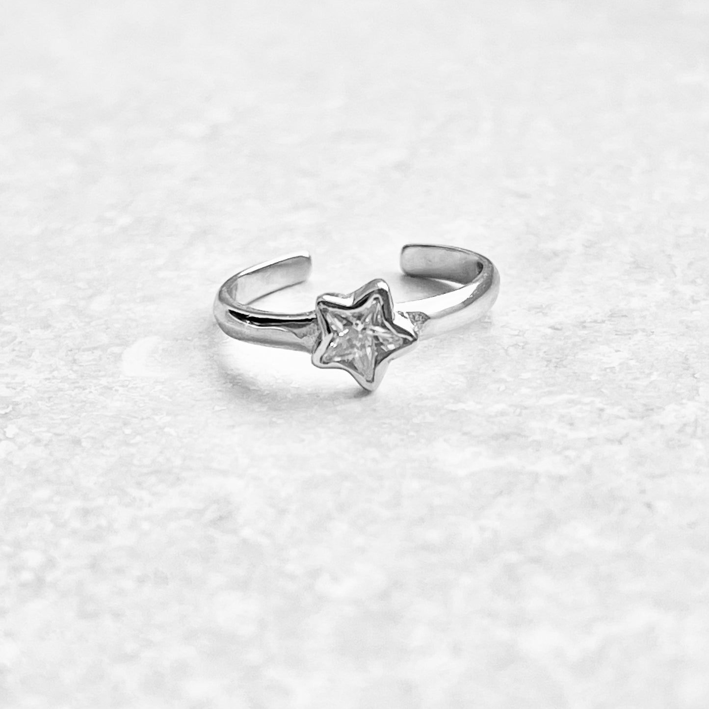 Sterling Silver Dainty CZ Star Toe Ring, Celestial Jewelry, Midi Rings