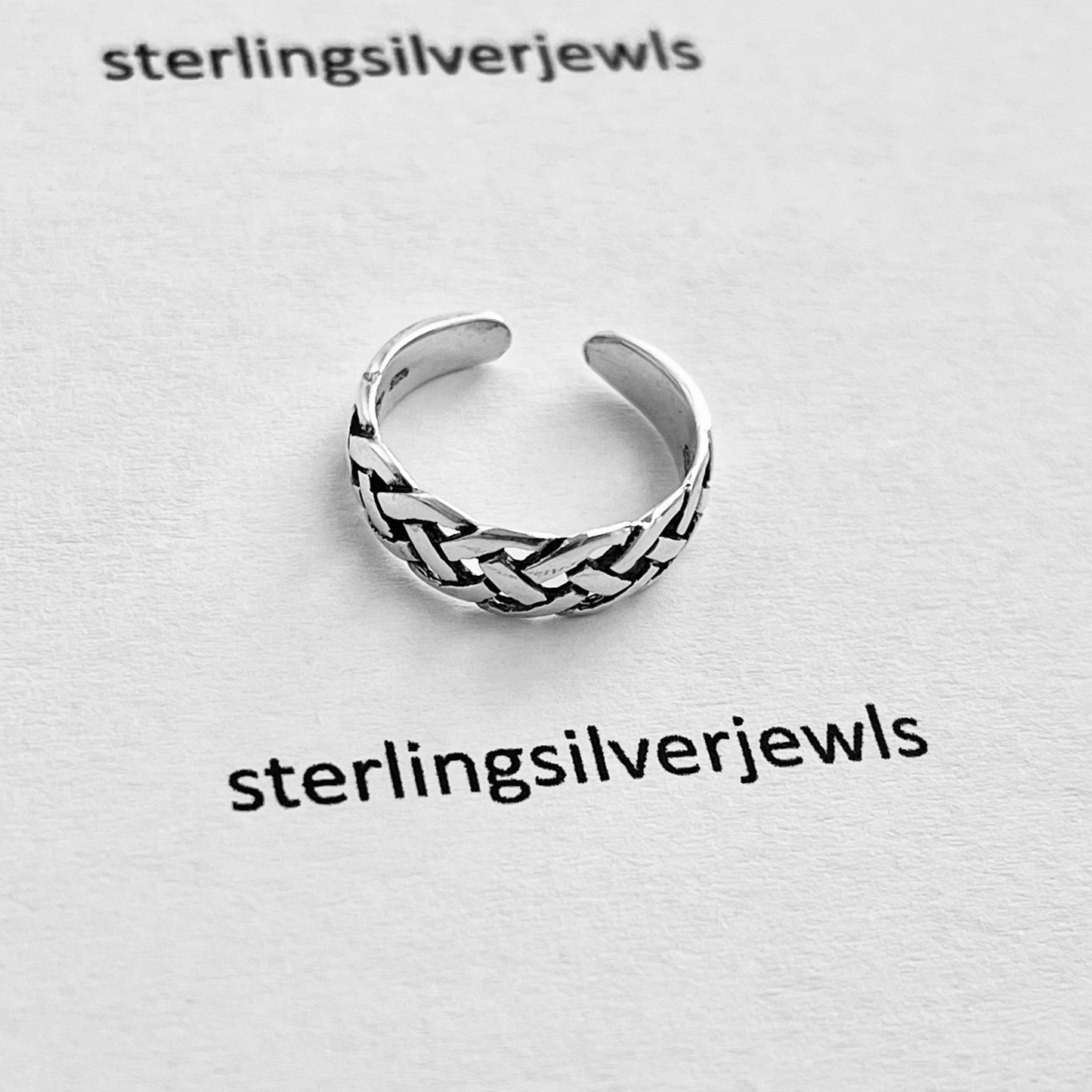 Sterling Silver Weave Toe Ring, Braid Silver Ring, Silver Band