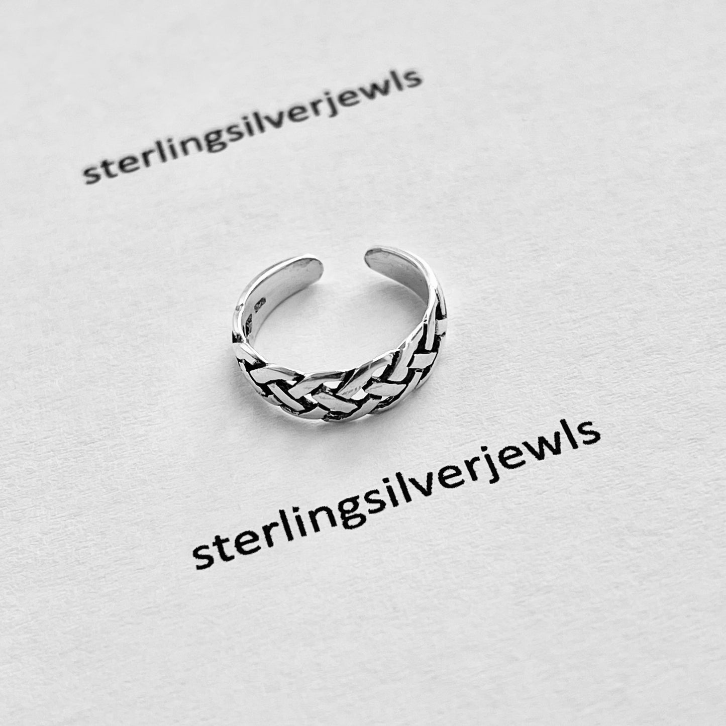 Sterling Silver Weave Toe Ring, Braid Silver Ring, Silver Band