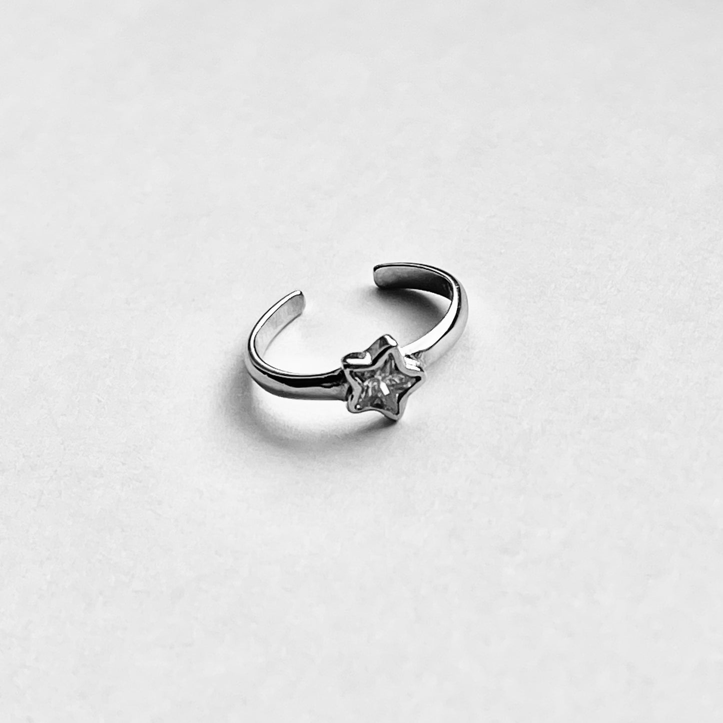 Sterling Silver Dainty CZ Star Toe Ring, Celestial Jewelry, Midi Rings
