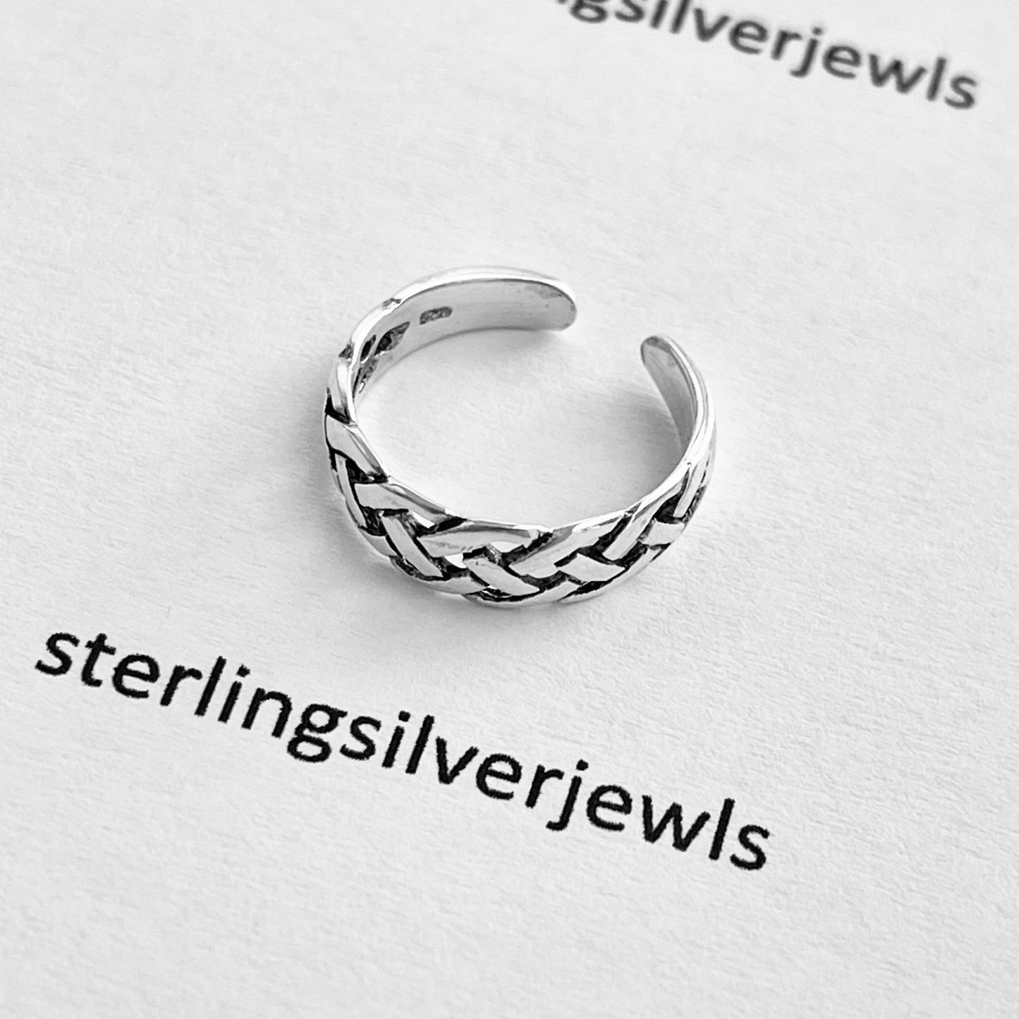 Sterling Silver Weave Toe Ring, Braid Silver Ring, Silver Band