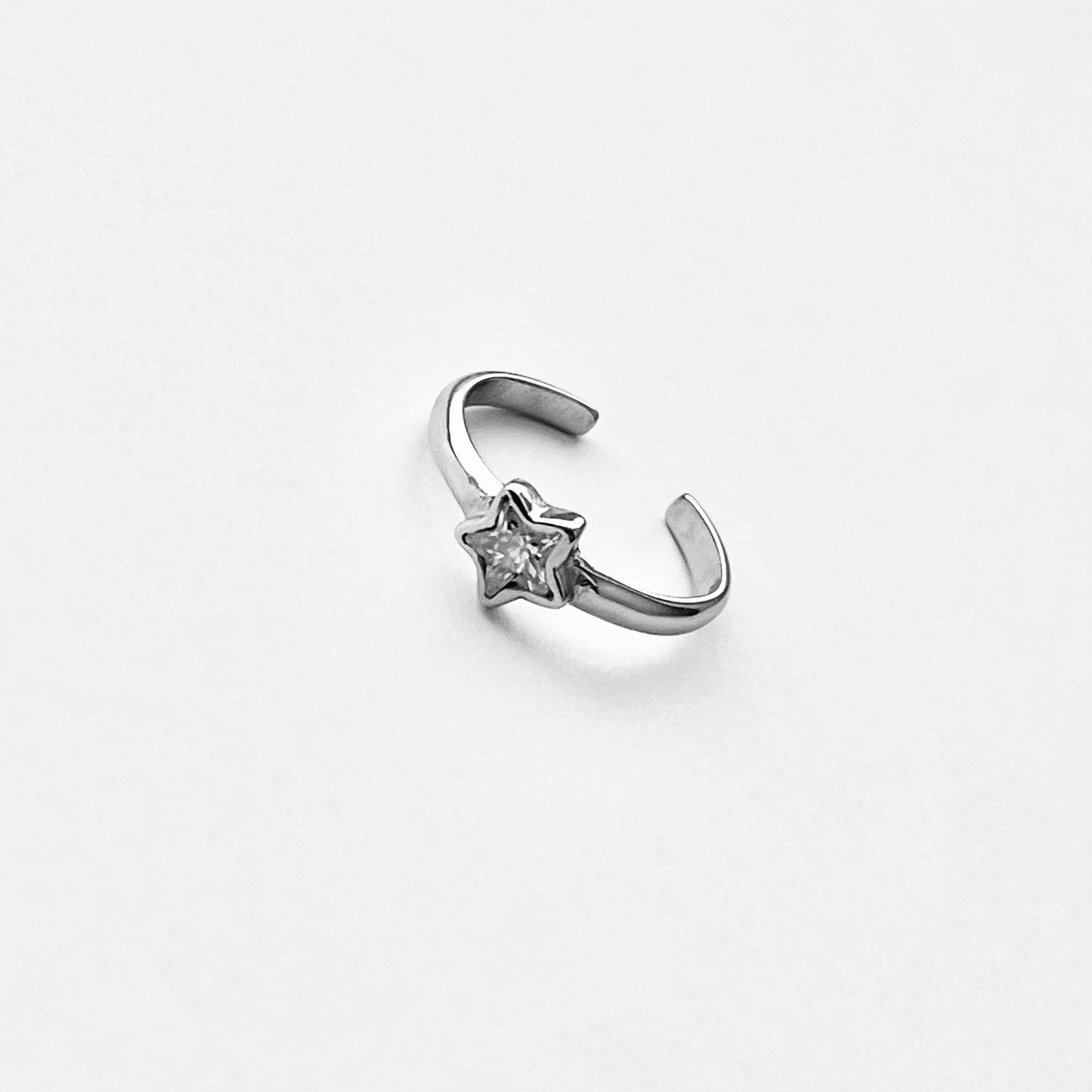 Sterling Silver Dainty CZ Star Toe Ring, Celestial Jewelry, Midi Rings