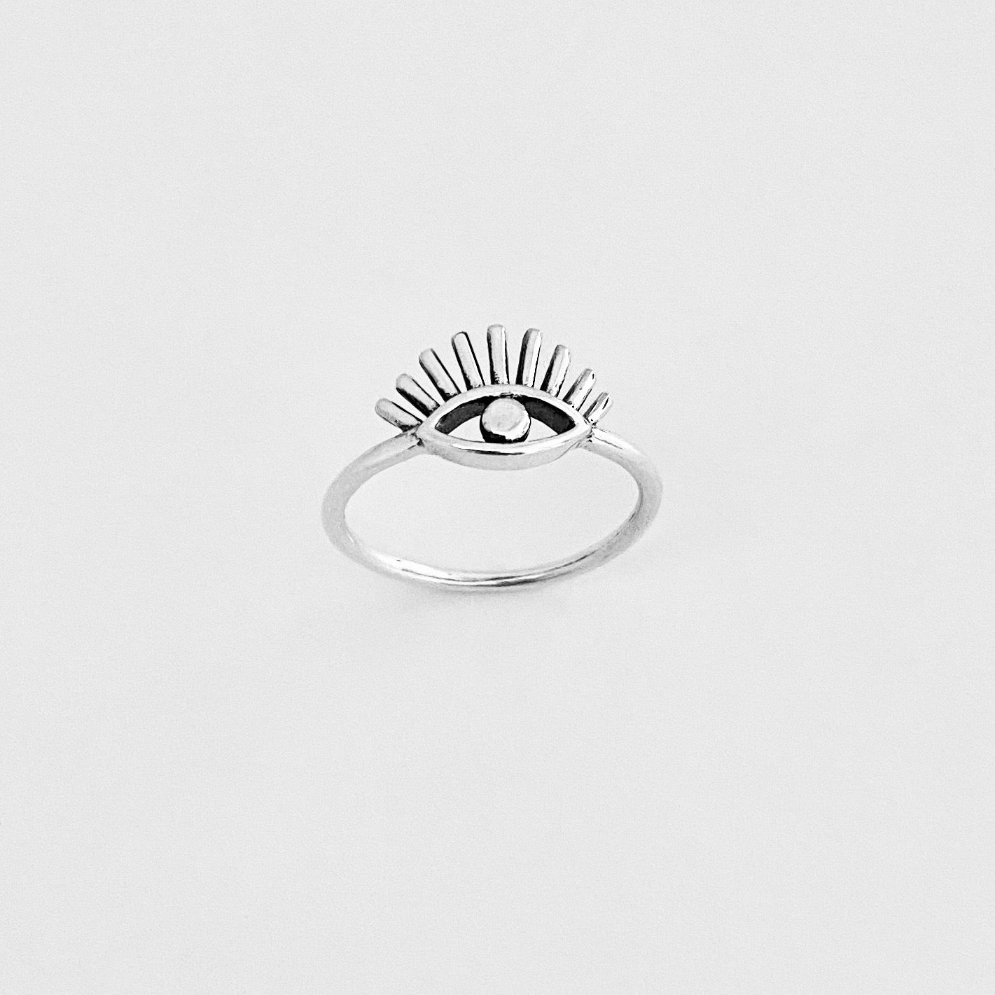 925 Sterling Silver Long Eyelashes Evil Eye Ring | Aestheticians Silver Rings