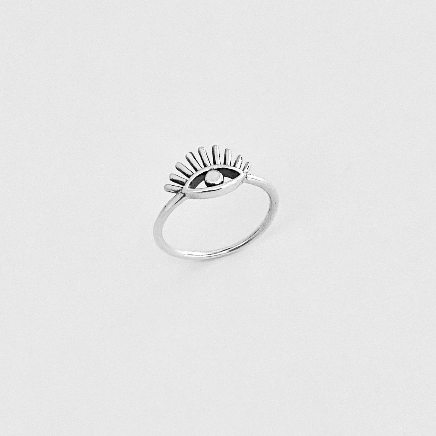 925 Sterling Silver Long Eyelashes Evil Eye Ring | Aestheticians Silver Rings