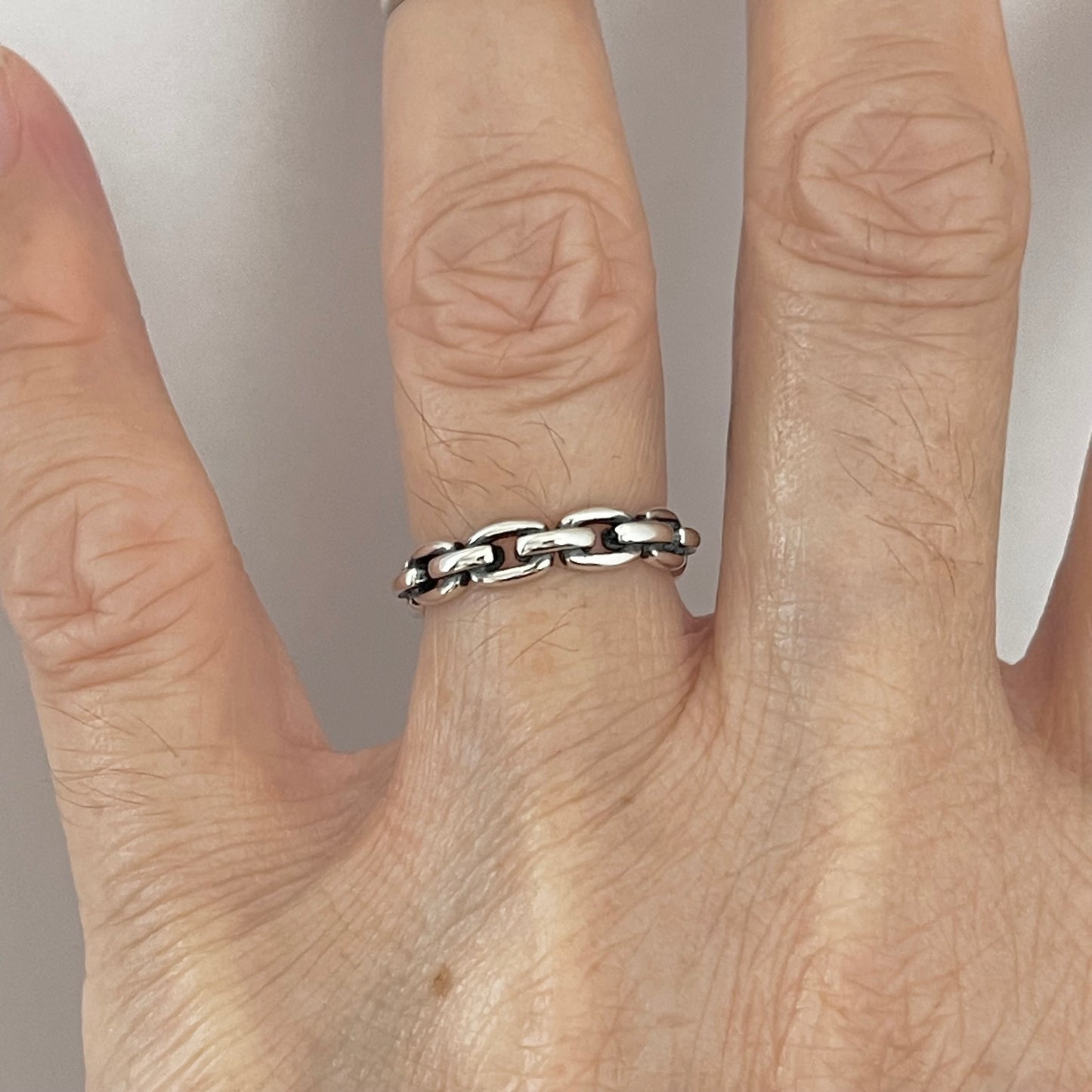 Sterling Silver Eternity Chain Link Ring, Unisex Silver Ring, Stackable Rings