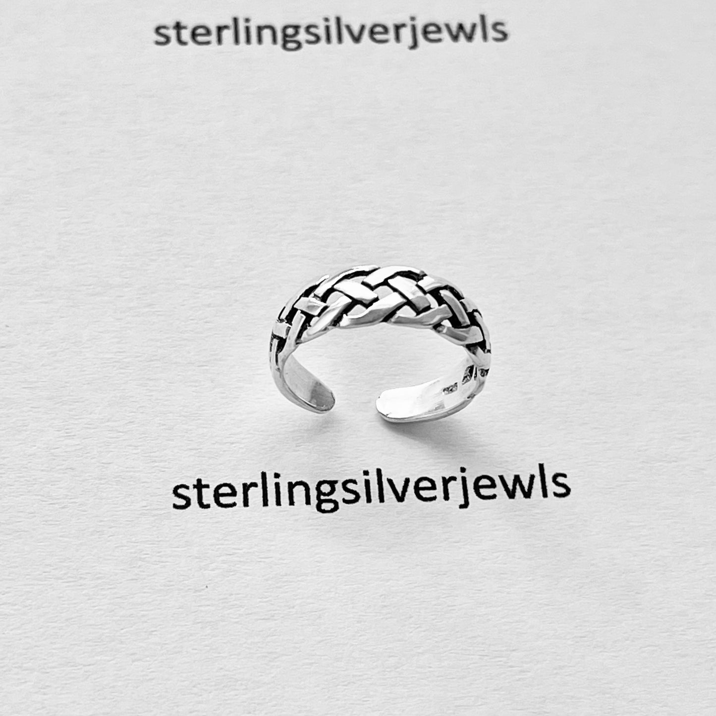 Sterling Silver Weave Toe Ring, Braid Silver Ring, Silver Band