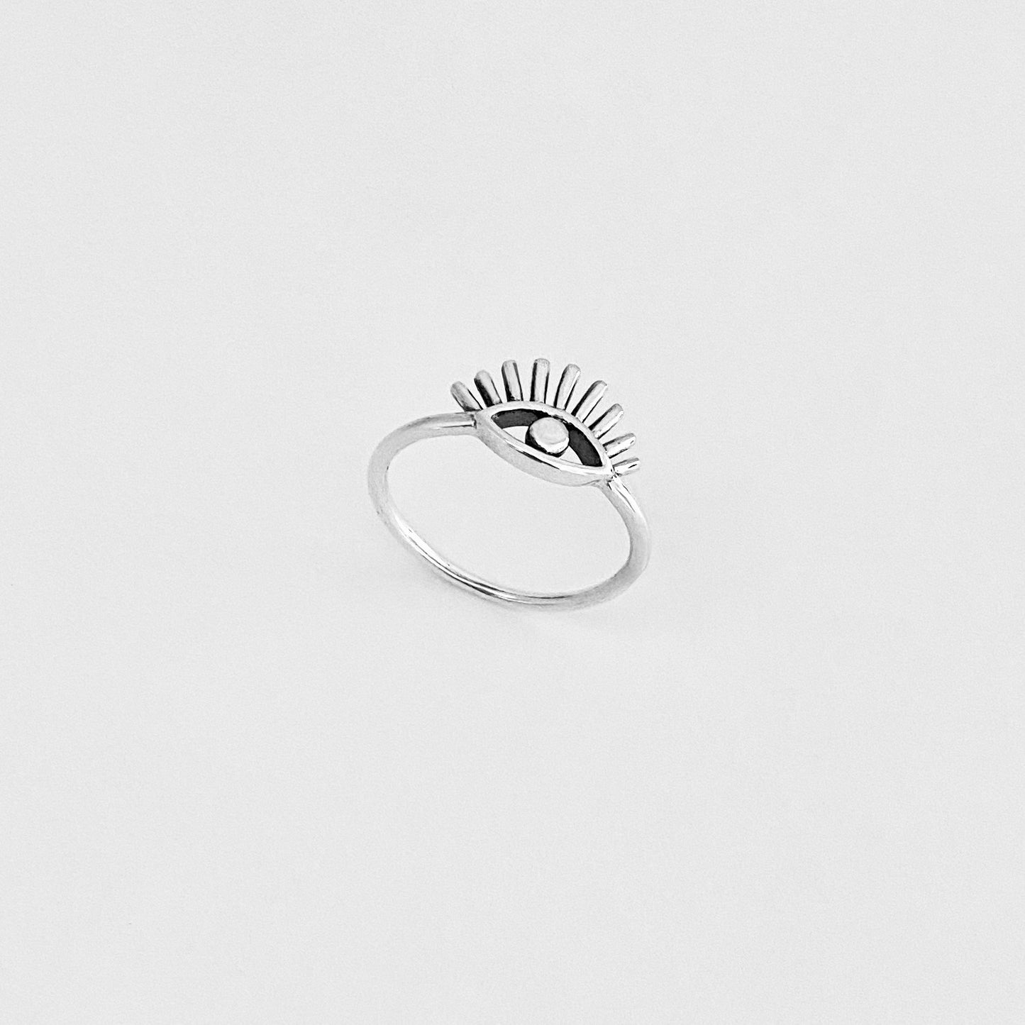925 Sterling Silver Long Eyelashes Evil Eye Ring | Aestheticians Silver Rings
