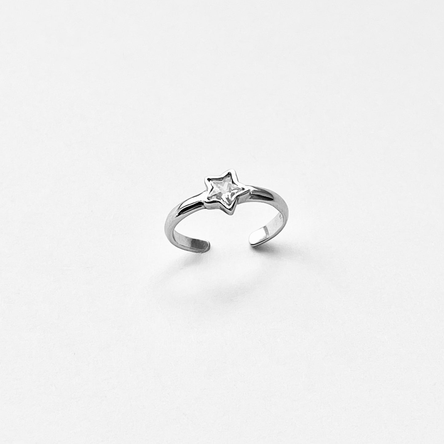 Sterling Silver Dainty CZ Star Toe Ring, Celestial Jewelry, Midi Rings