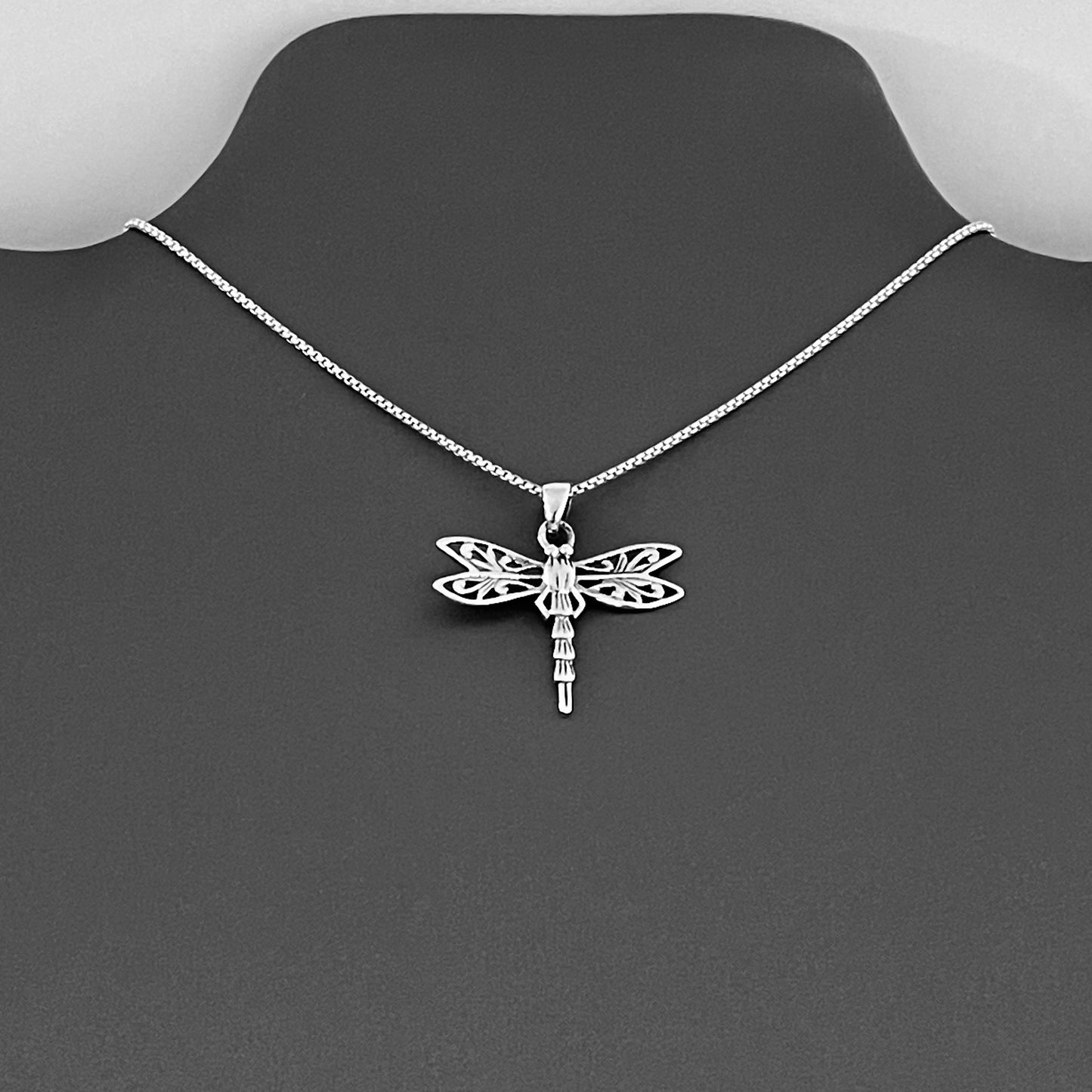 Sterling Silver Filigree Dragonfly Necklace, Spirit Bug Necklace, Silver Necklaces, Insects
