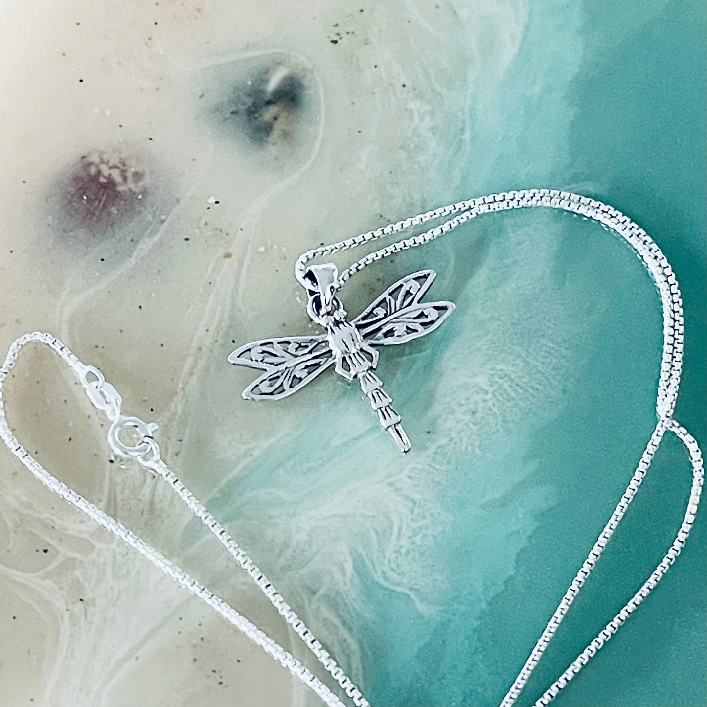 Sterling Silver Filigree Dragonfly Necklace, Spirit Bug Necklace, Silver Necklaces, Insects