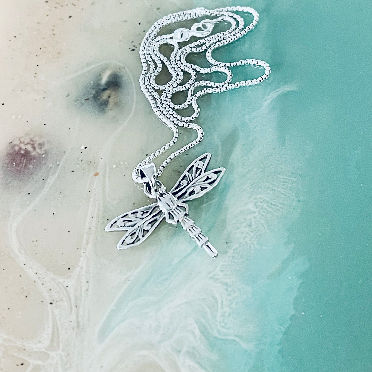 Sterling Silver Filigree Dragonfly Necklace, Spirit Bug Necklace, Silver Necklaces, Insects
