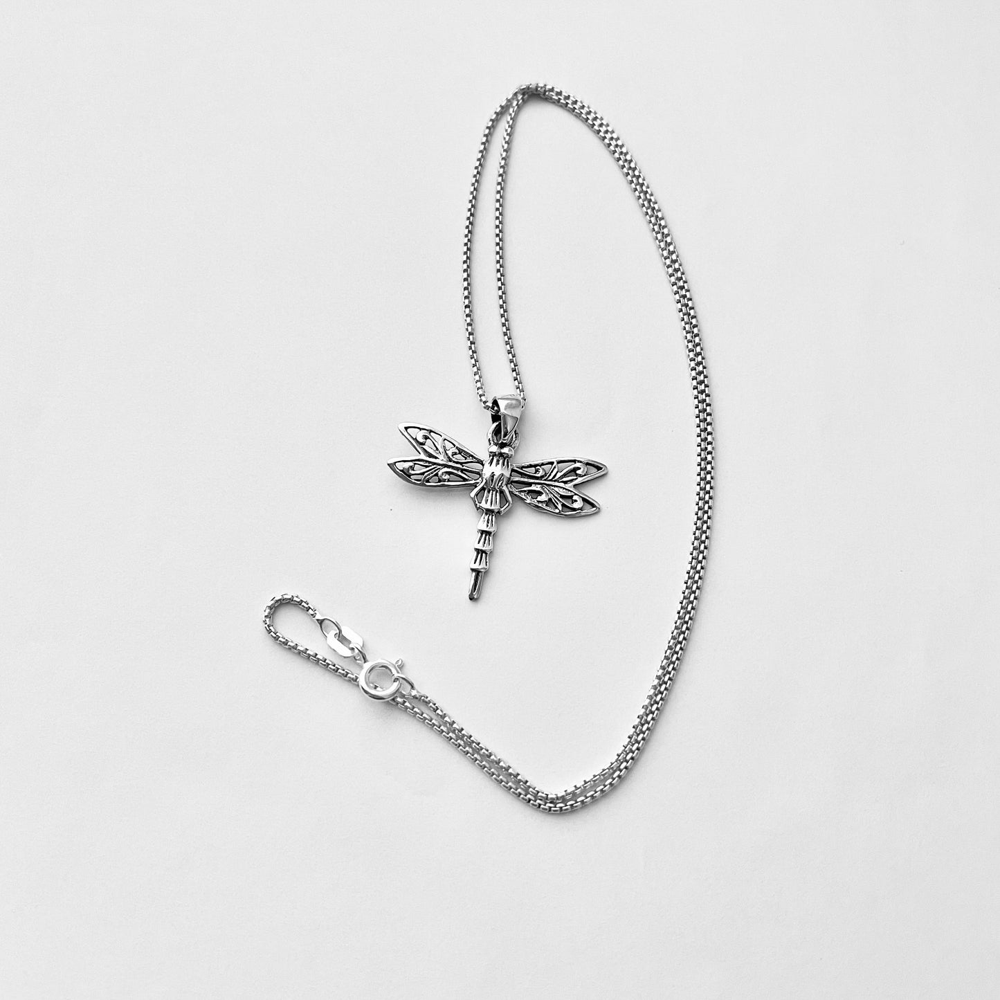 Sterling Silver Filigree Dragonfly Necklace, Spirit Bug Necklace, Silver Necklaces, Insects