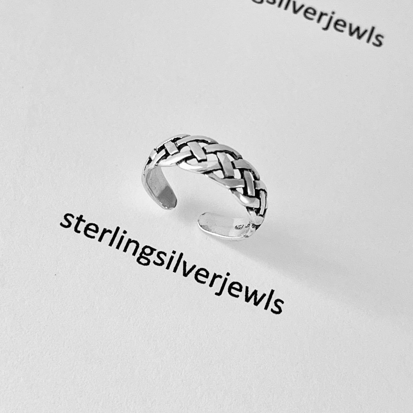 Sterling Silver Weave Toe Ring, Braid Silver Ring, Silver Band