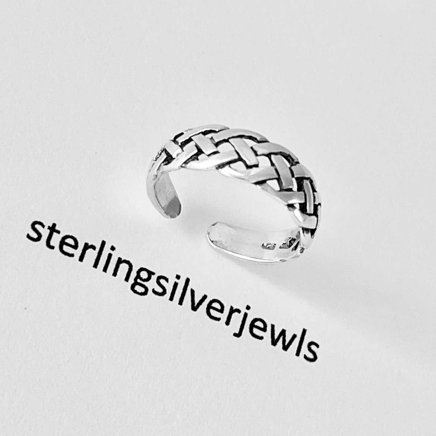 Sterling Silver Weave Toe Ring, Braid Silver Ring, Silver Band