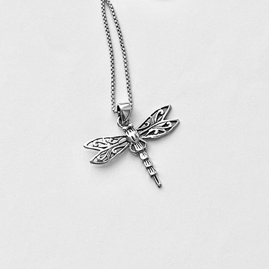 Sterling Silver Filigree Dragonfly Necklace, Spirit Bug Necklace, Silver Necklaces, Insects