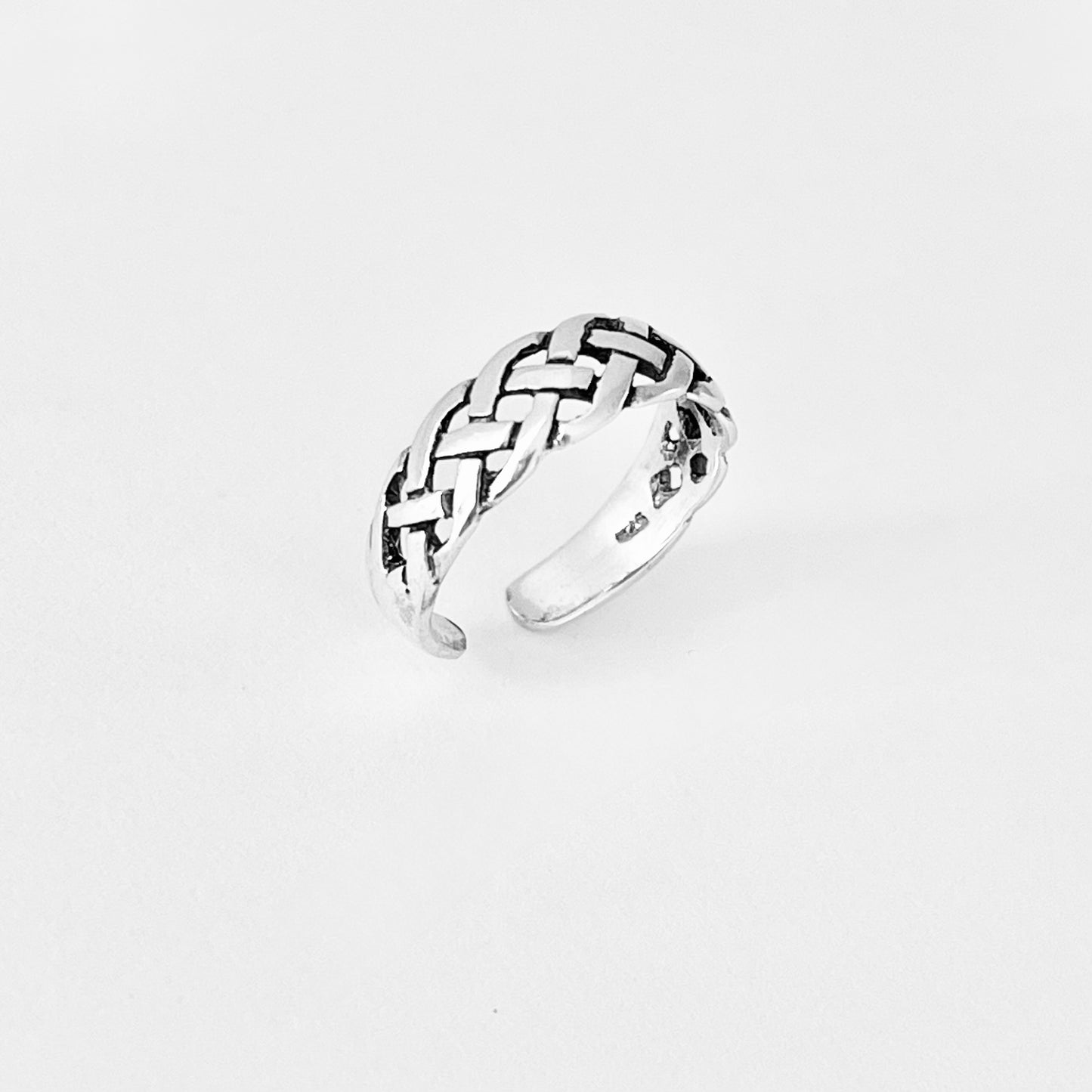 Sterling Silver Celtic Woven Braid Toe Ring | Midi Pinky Silver Band Rings