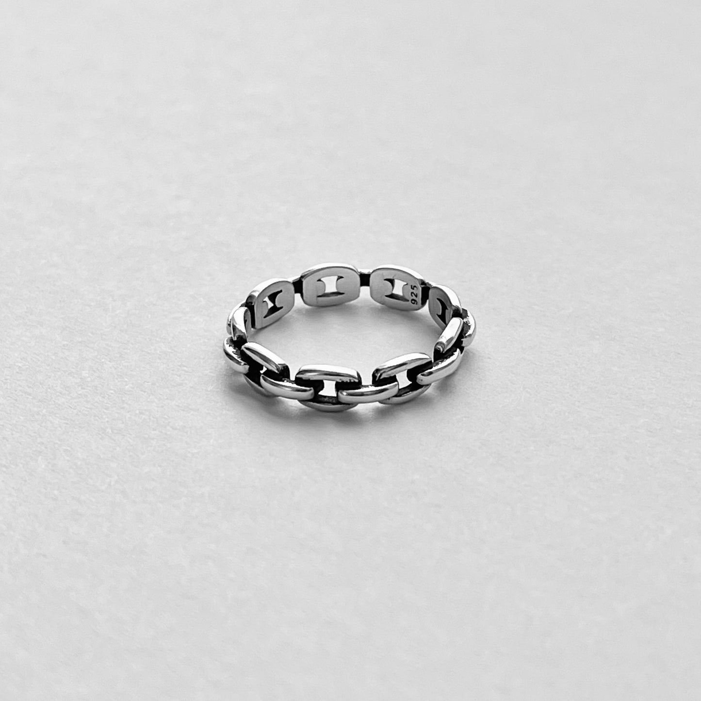 Sterling Silver Eternity Chain Link Ring, Unisex Silver Ring, Stackable Rings