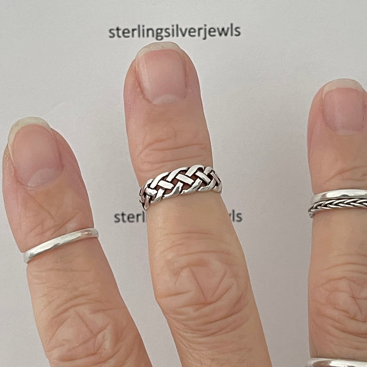 Sterling Silver Weave Toe Ring, Braid Silver Ring, Silver Band