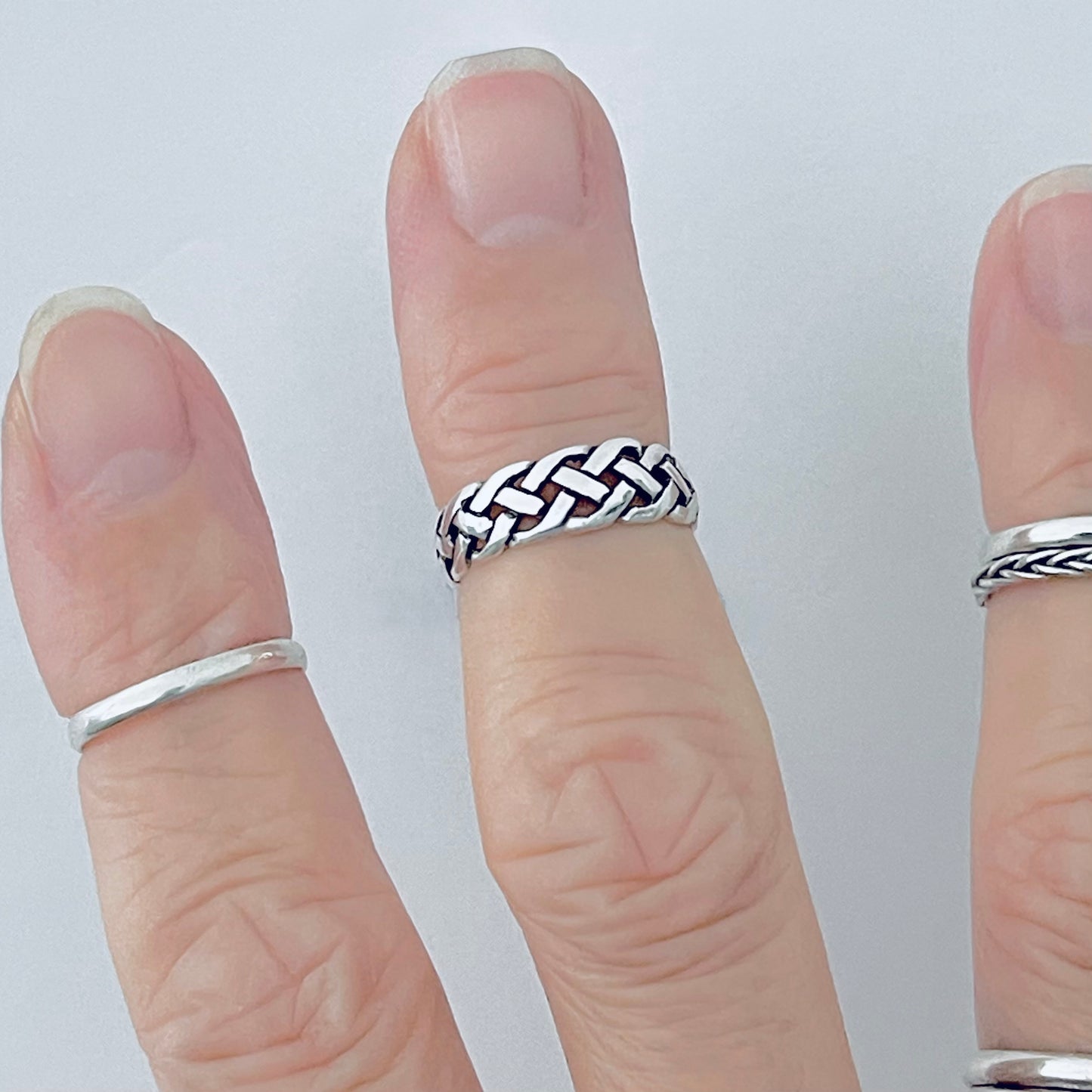 Sterling Silver Celtic Woven Braid Toe Ring | Midi Pinky Silver Band Rings